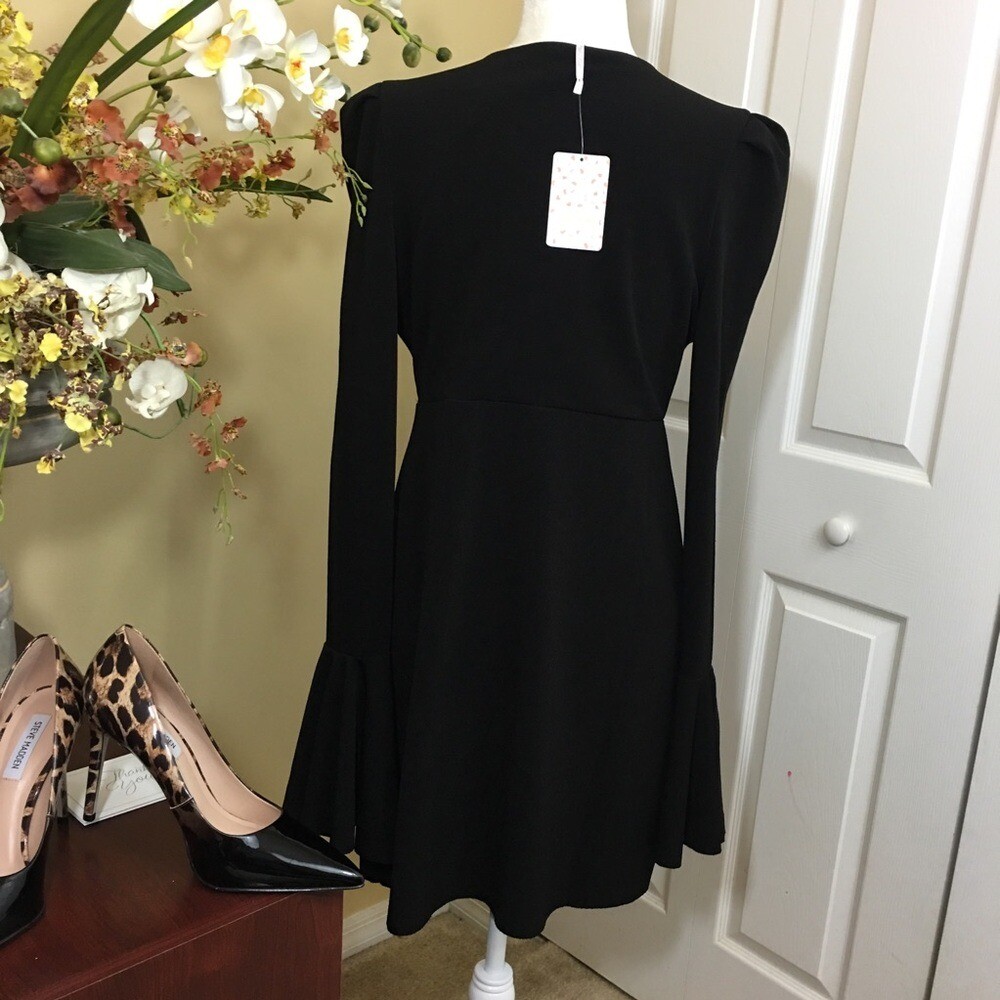 Free People Talk About It Little Black Dress 70’s Vintage Glam Boho Romantic