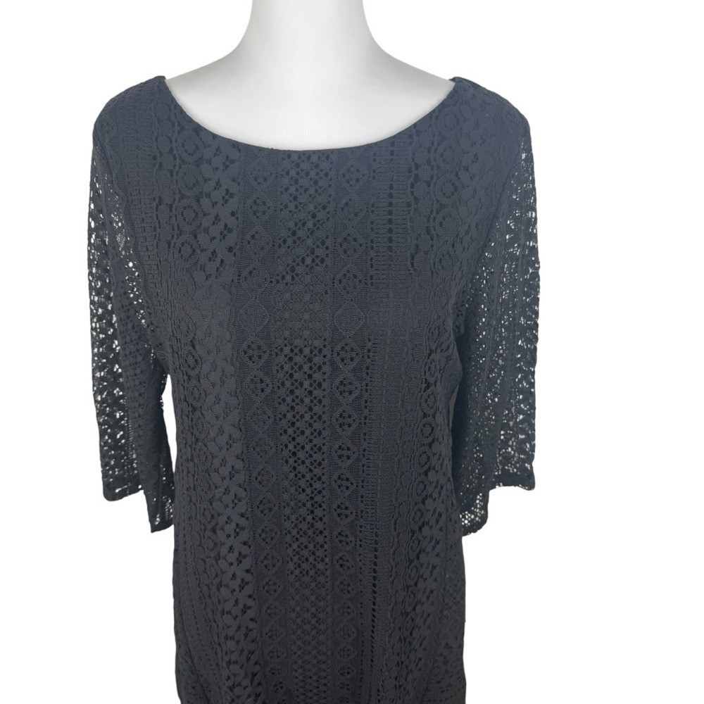 NWT Michael Stars Kaylay Lace Panel Black Dress Size Large
