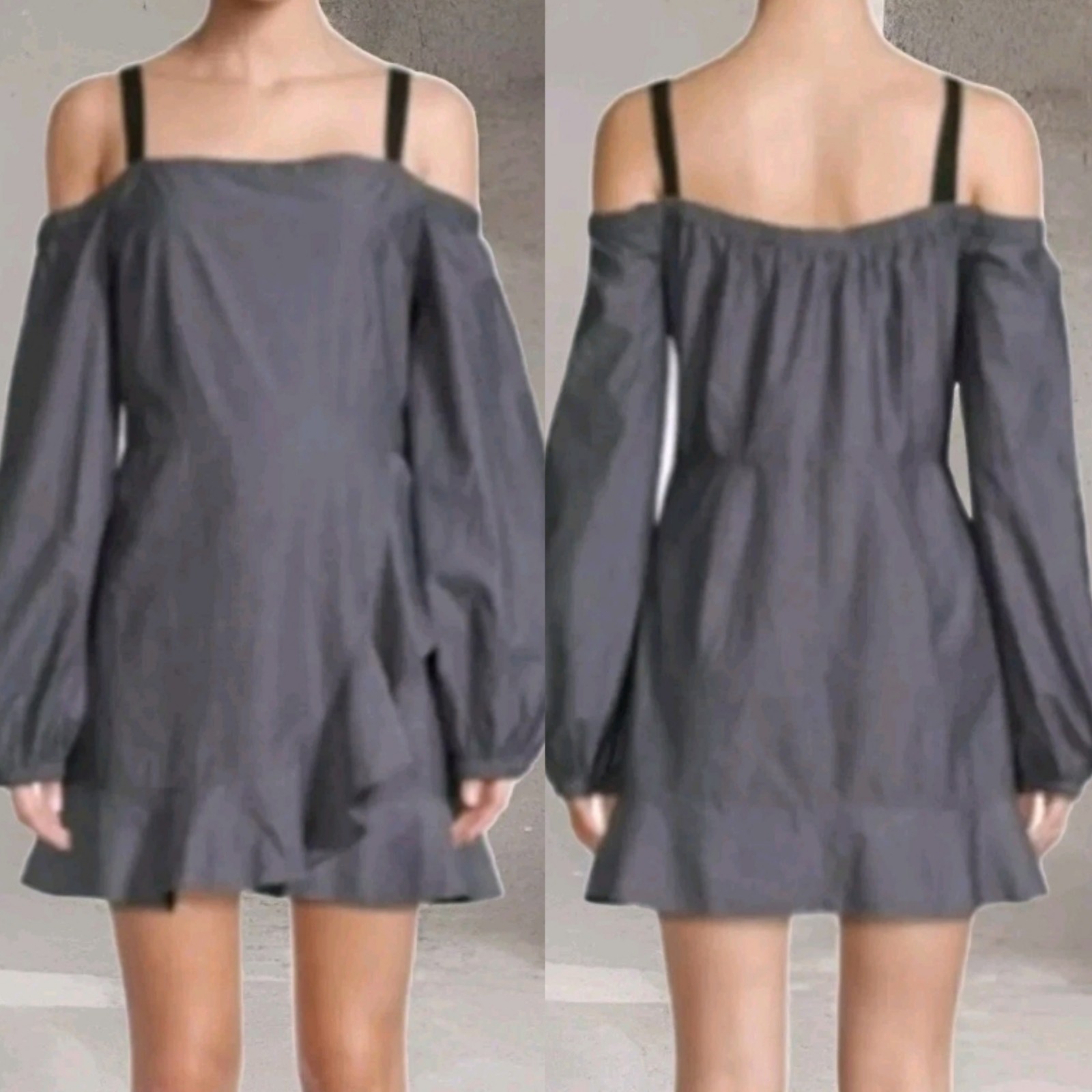 Lovers + Friends Chance Chambray Cold Shoulder Ruffled Mini Dress Modern Chic S