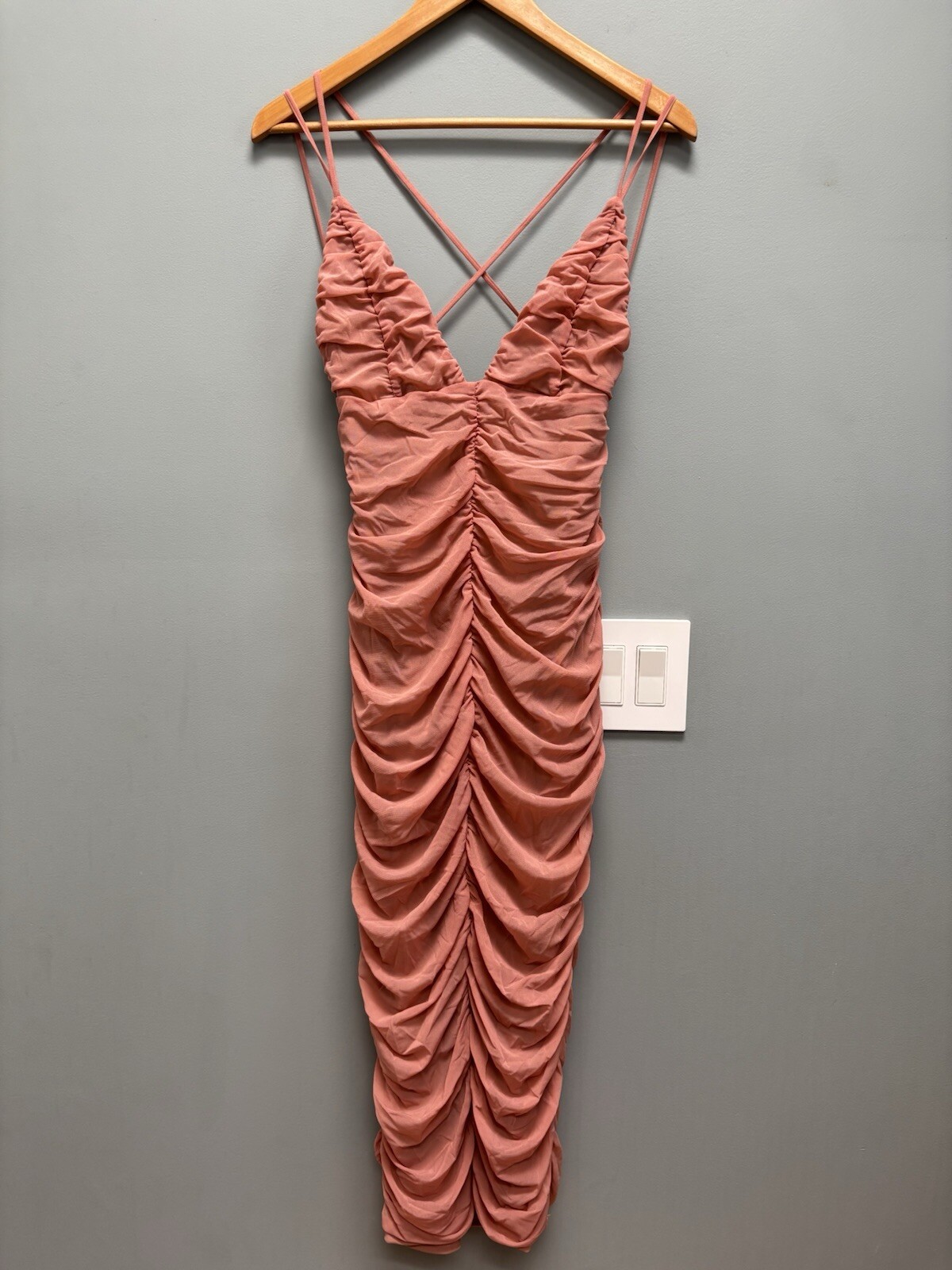 MICHAEL COSTELLO x REVOLVE Fiji Midi Ruched Dress in Mauve XL