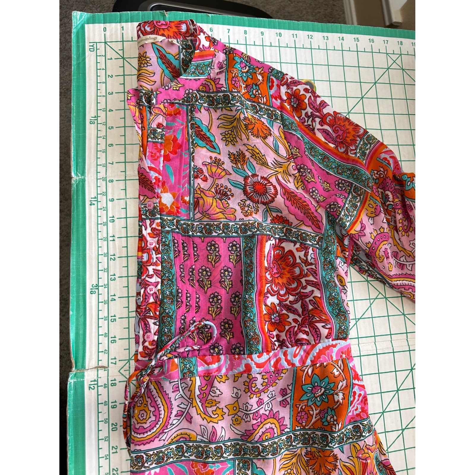 Soft Surroundings Pink Paisley Patchwork Tiered Midi Dress Petite Size XL Puffy