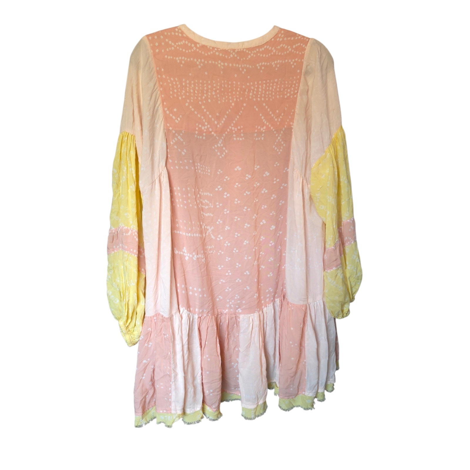 Free People Orchid Cloud Combo Patchwork Bandana Print Tunic Dress M Boho