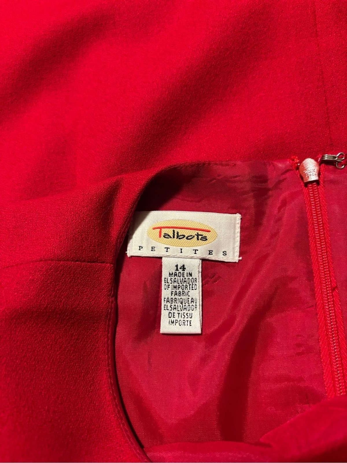 Talbots Petites Red Wool Blend Sheath Dress Short Sleeve Career Dress Size 14P