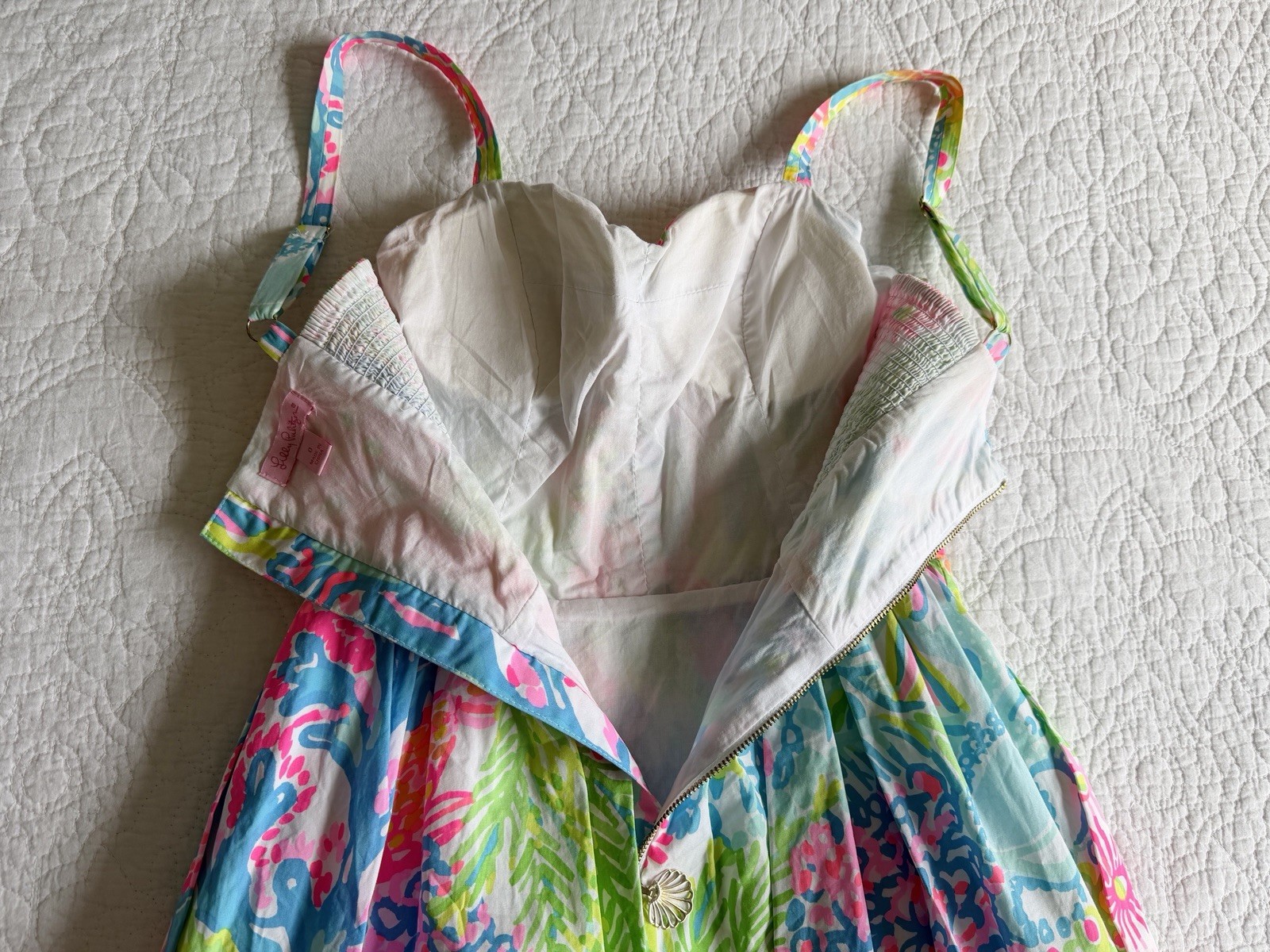 Lilly Pulitzer Ardleigh Lovers Coral Size 0 XS Bright Multicolor Floral Neon EUC