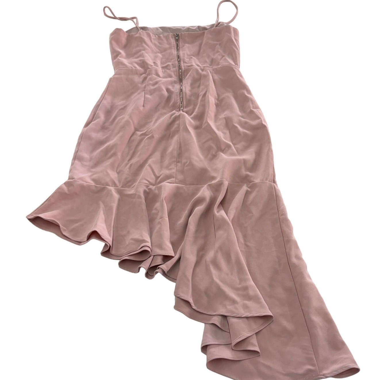Superdown Dress Women Medium Pink Malaya Ruffle Hem Asymmetrical Wedding Guest