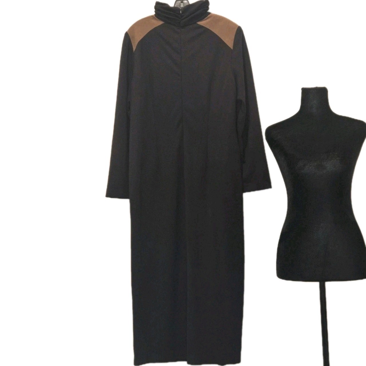 Positive Attitude Black & Brown Long Dress, Size Tall 16, Made in Sri Lanka