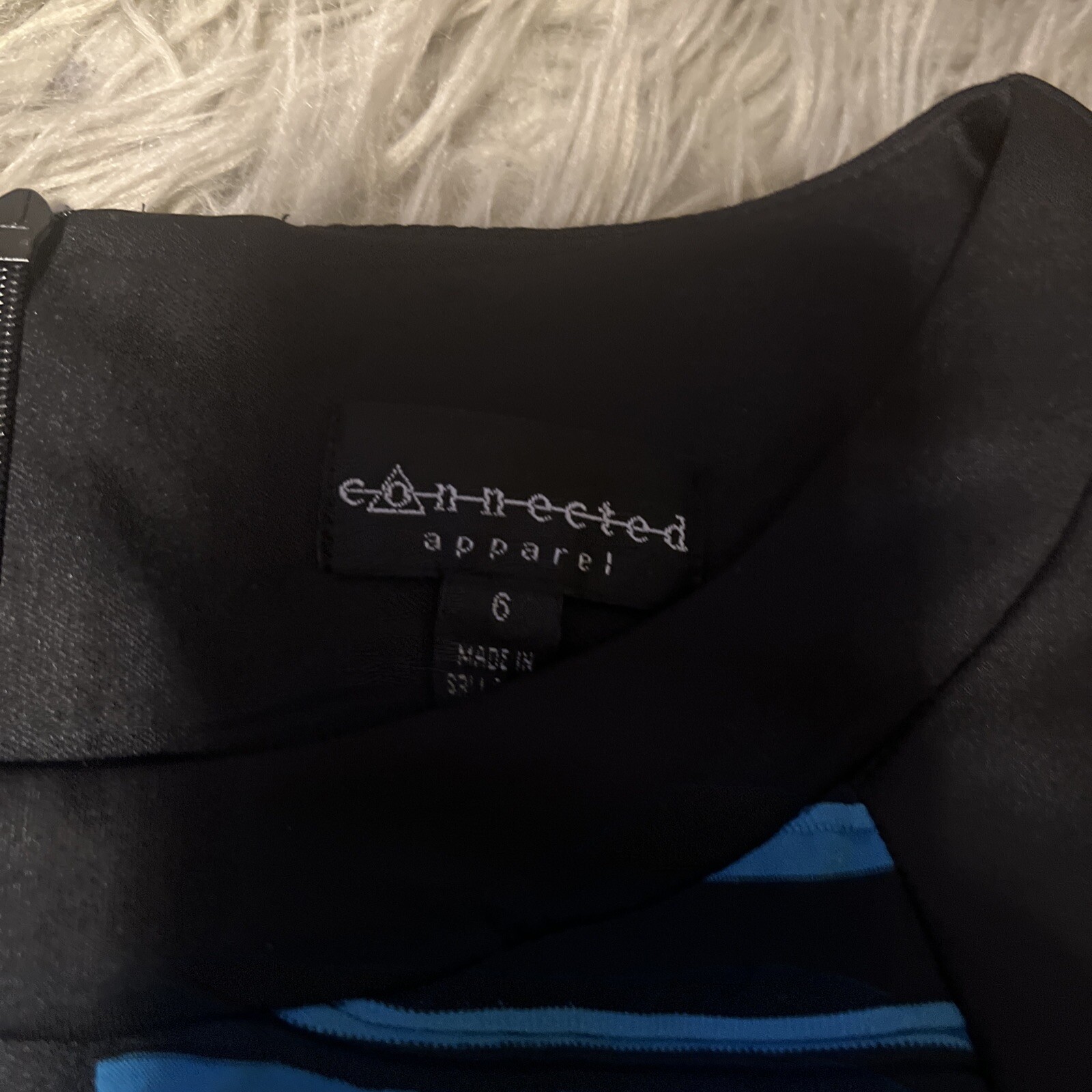 CONNECTED APPAREL Women’s Black And Turquoise Cap Sleeve Above Knee Fit Dress 6