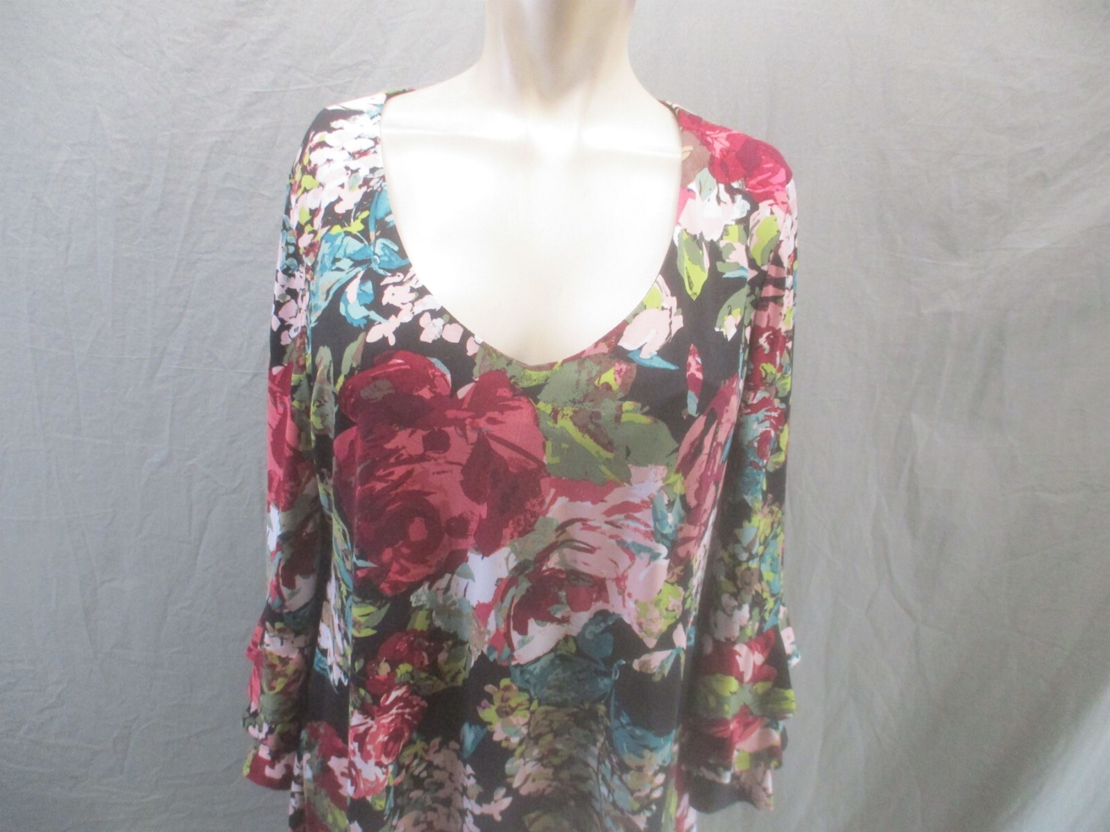 Connected Apparel Size 8 Womens 3/4 Ruffle Sleeve Knee Length Shift Dress 793