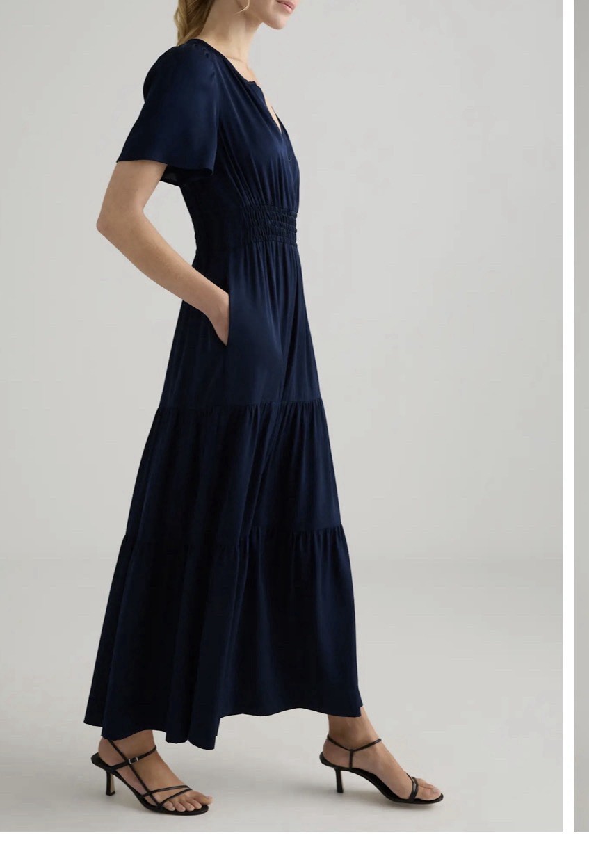 Quince washable stretch silk tiered maxi dress XL NWOT