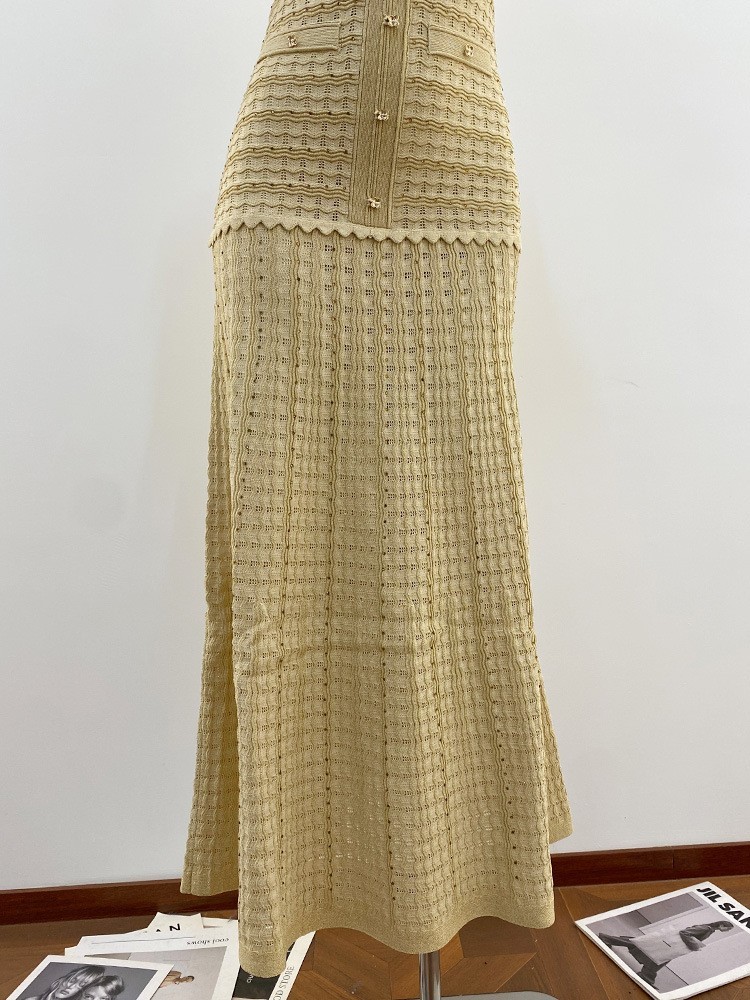 🎁AUTHENTIC Sandro Women Round Neck Rhinestone Crochet Knitted Evening Dress SML