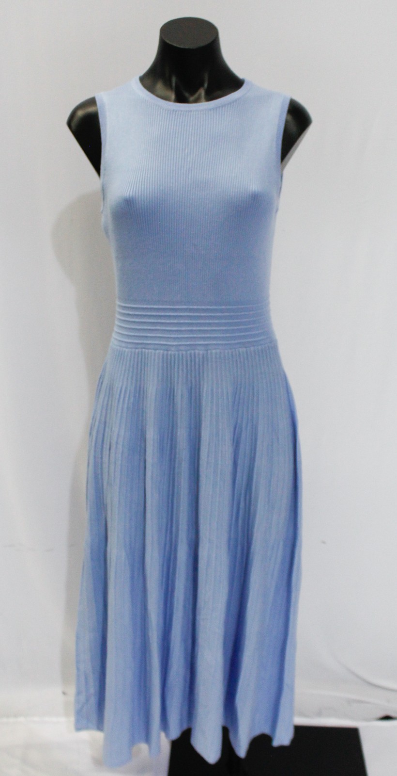 PrettyGarden Women’s Sleeveless Pleated Solid Midi Dress EJ3 Sky Blue Medium NWT