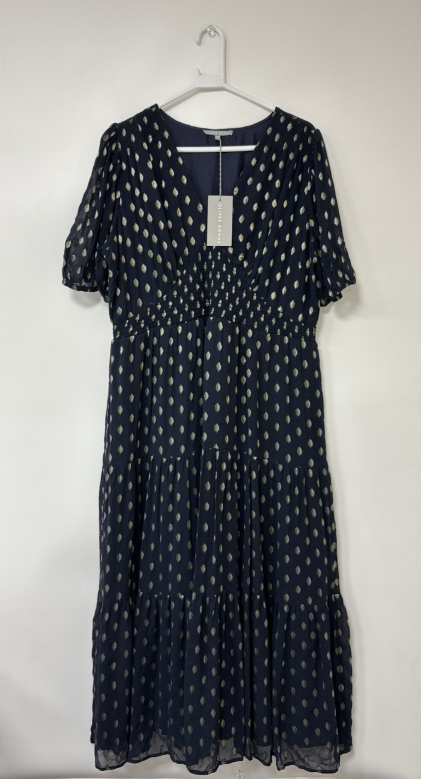 Women’s Oliver Bonas Navy Sparkling Maxi Dress Size 18