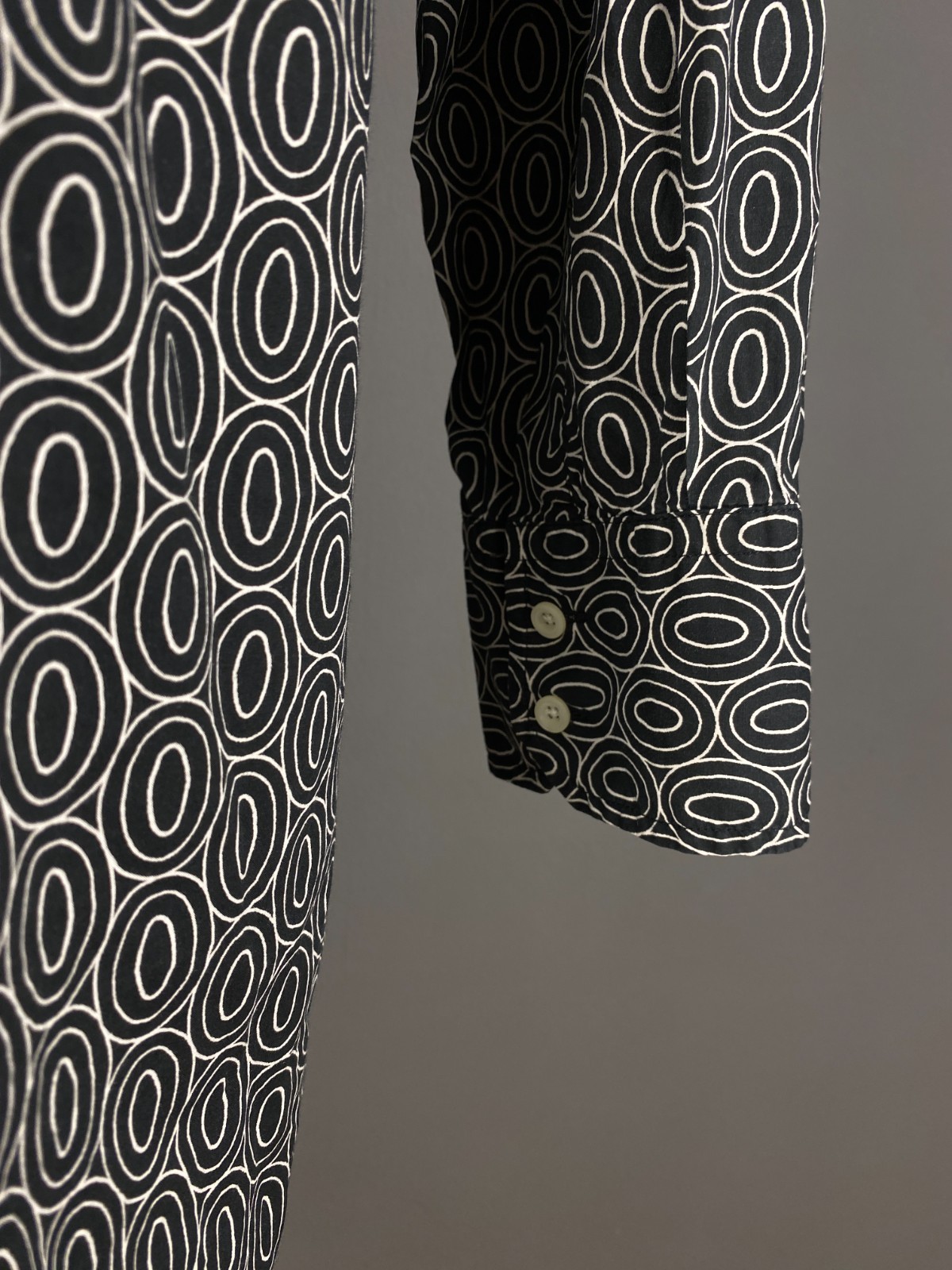 0039 Italy Black/White Patterned Button Down Shirt Dress Women’s Size 2XL