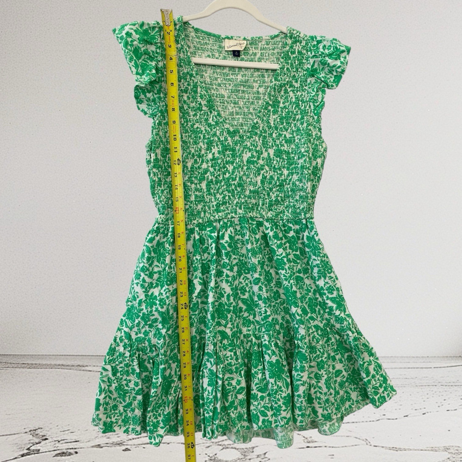 Universal Thread Womens Floral Smocked Mini Dress Size Medium Raw Hem “Flaws”