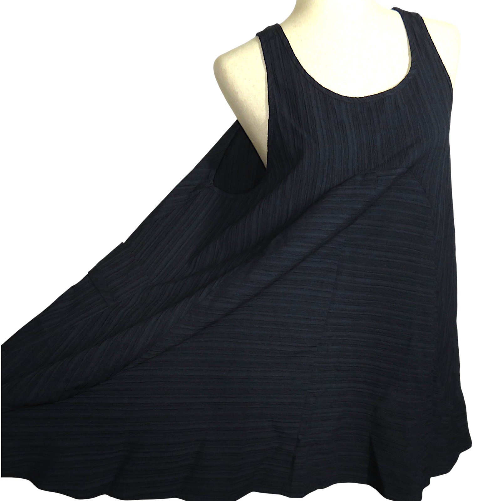 Halara Navy Textured Side Pocket Sleeveless Flowy Tunic Mini Dress Size Small