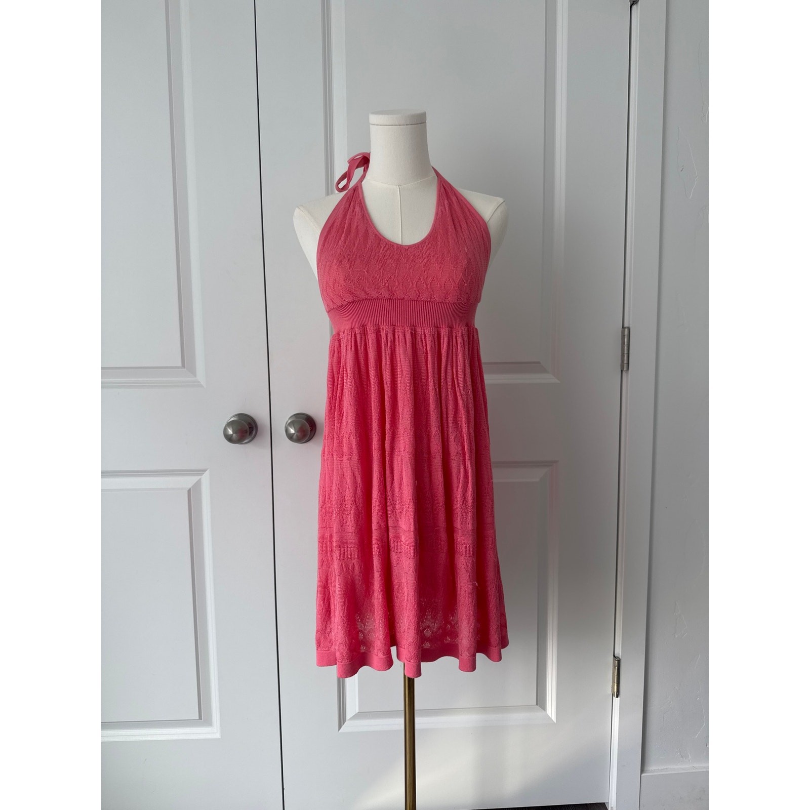 Vintage Y2K Victorias Secret Hot Pink Halter Dress Barbiecore Kawaii