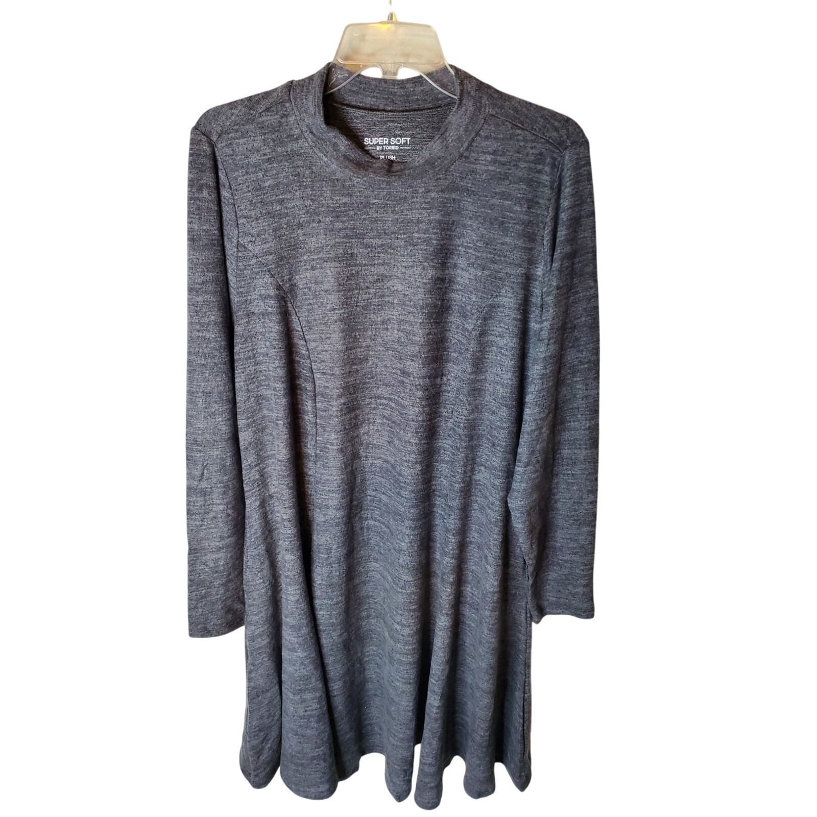 Torrid At the Knee Hacci Mock Neck Fit and Flare Dress Charcoal Heather Gray NWT