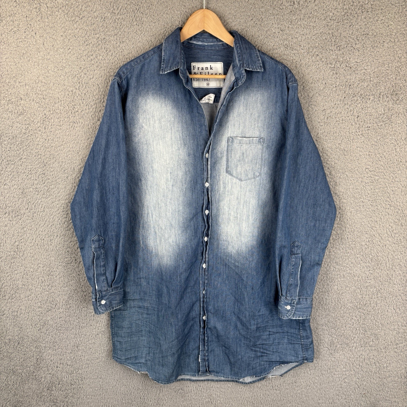 Frank & Eileen Mary Famous Denim Shirt Dress Womens Medium Dark Wash Faded