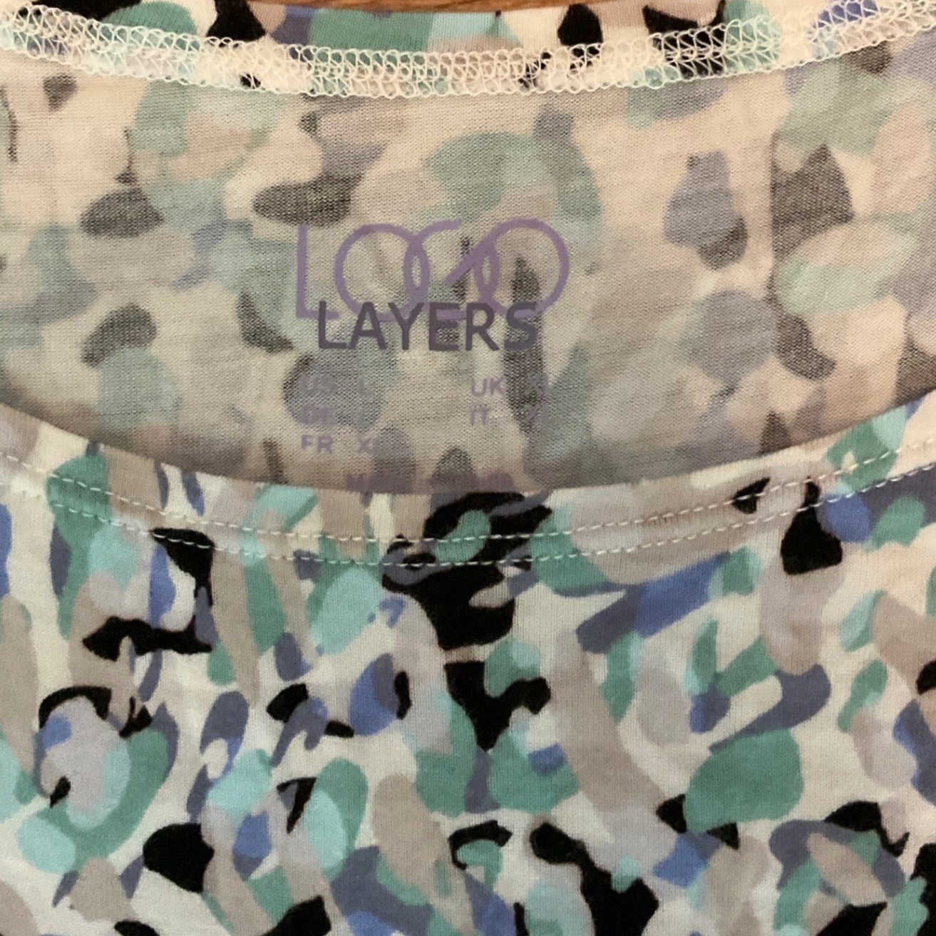 Womens Logo Layers Sleeveless Shift Dress Blue Mint Abstract Print Ruffle Hem L