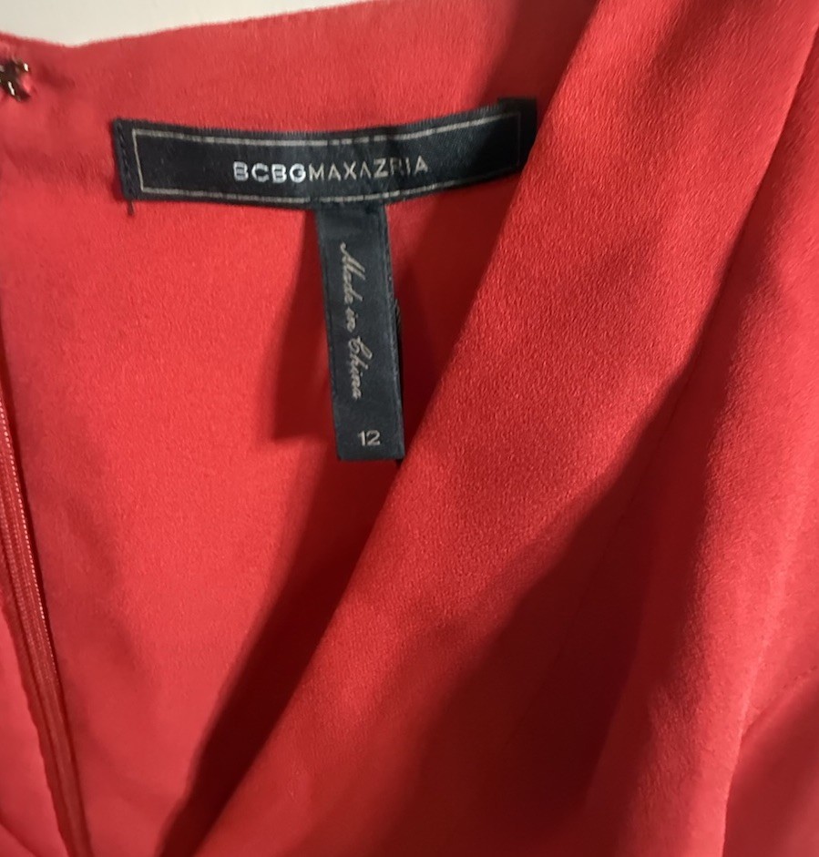 ❤️BCBG Generation Red Short Sleeve V Neck Fit & Flare Dress Size 12