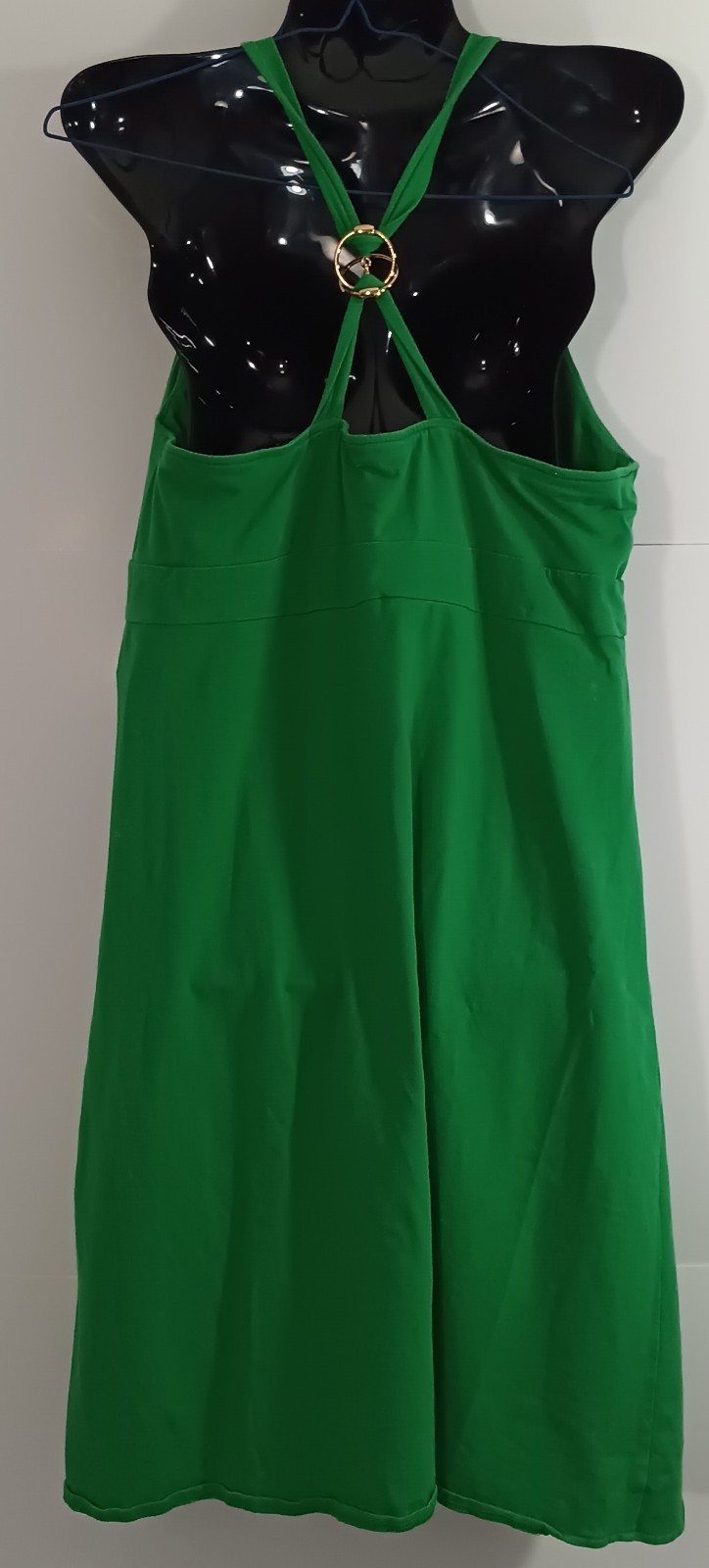 Boston Proper Green Halter Dress Womens 14 Built In Bra Ring Back Flowy