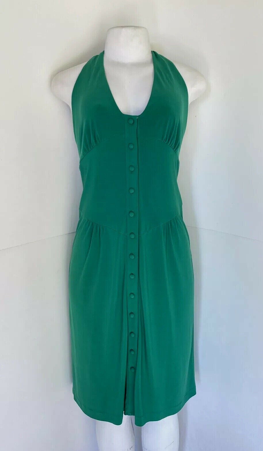 LEONA EDMISTON Frocks Halter Neck Green Dress ~ Sz 1 S