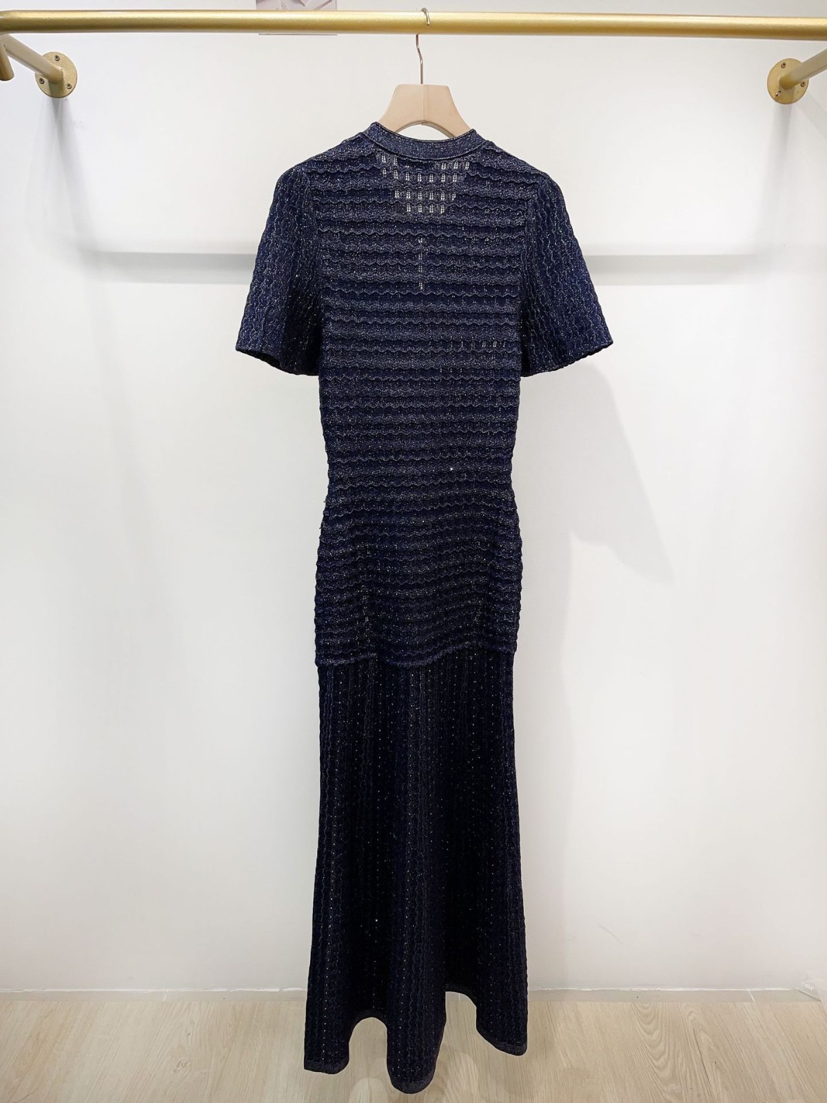 🎁AUTHENTIC Sandro Women Puff Sleeves Round Neck Knit Slim Sweet Long Dress SML