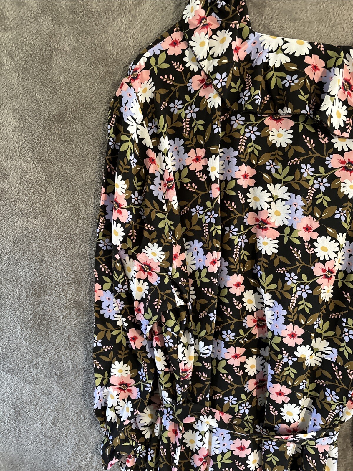 Kate & Mallory Dress 3X Wrap Chiffon Bold Floral Midi Ruffles Floaty Daisy NEW