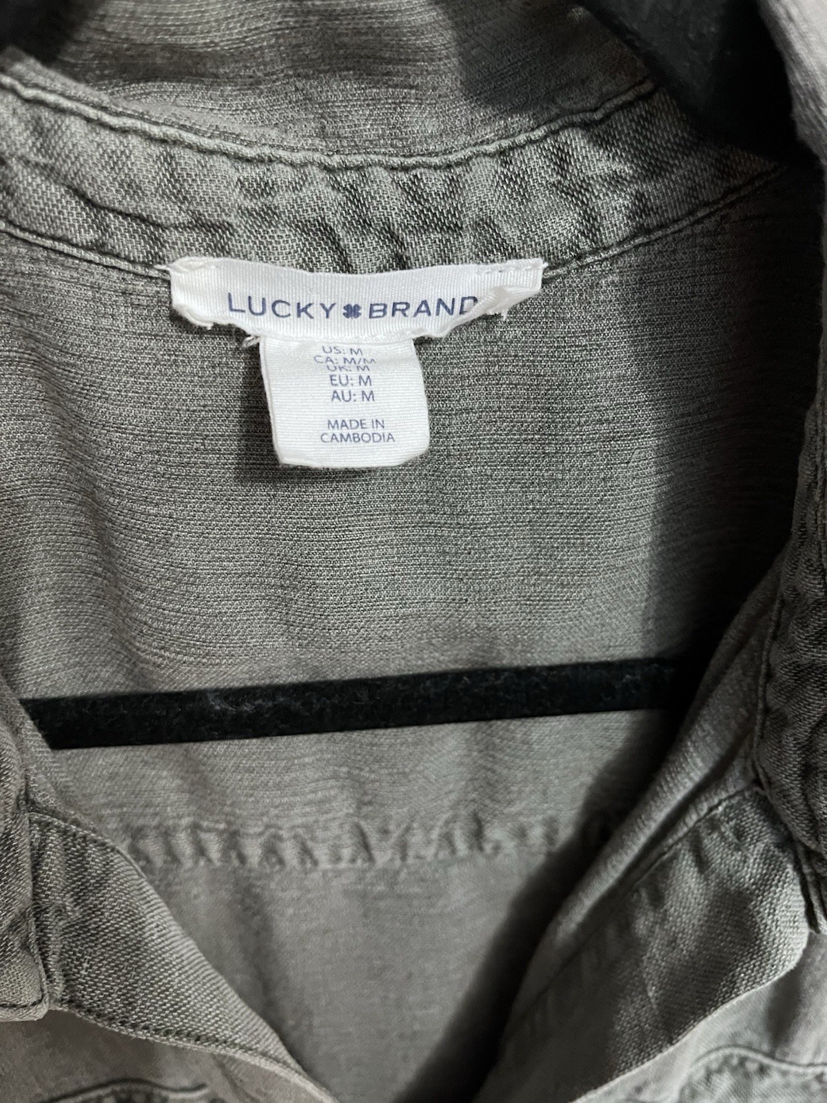 Lucky Brand Olive Green Utility Button Down Midi Shirt Dress Rope Belt Size M