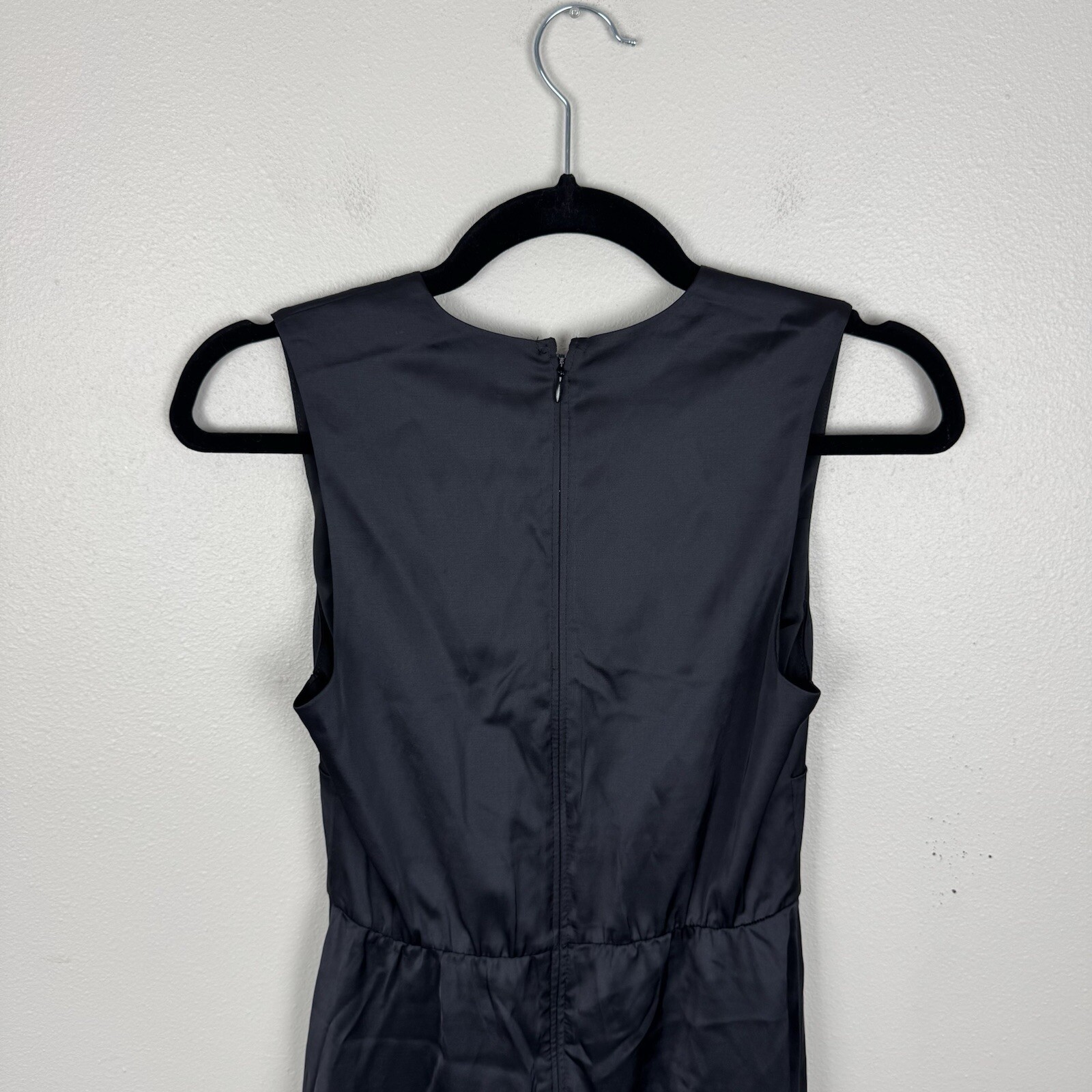 Abercrombie & Fitch Plunge Satin Mini Swing Dress Size XS Petite Black Shiny