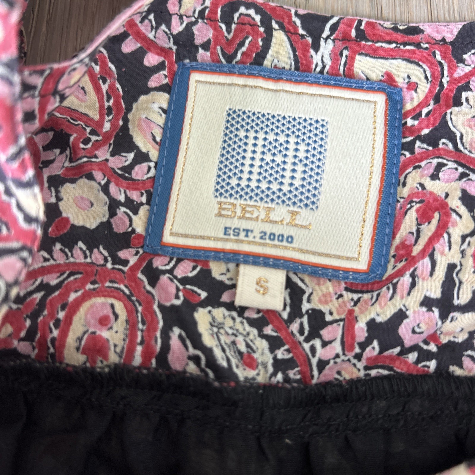 Bell By Alicia Bell Pink and Black Silk Cotton Mini Dress Block Print Small