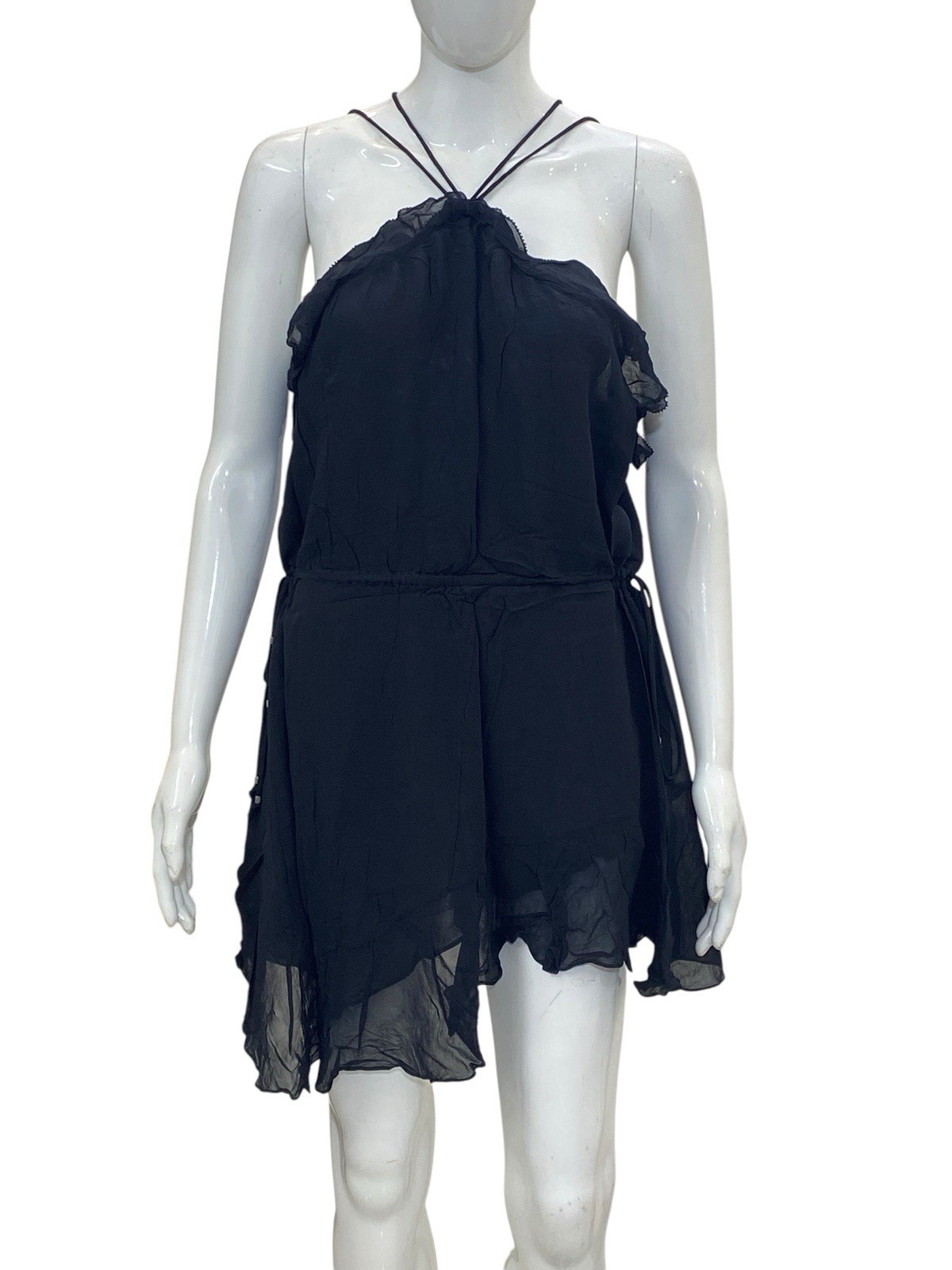 Isabel Marant Etoile Betty Vintage Spaghetti Strap Ruffle Short Mini Dress S 36