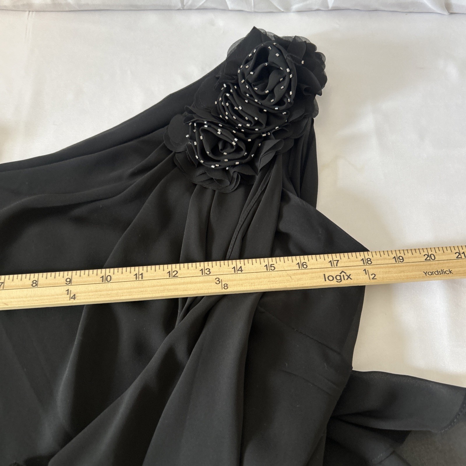 Black Chiffon Layered One Shoulder Asymmetrical Dress S-10 Whimsical Romantic