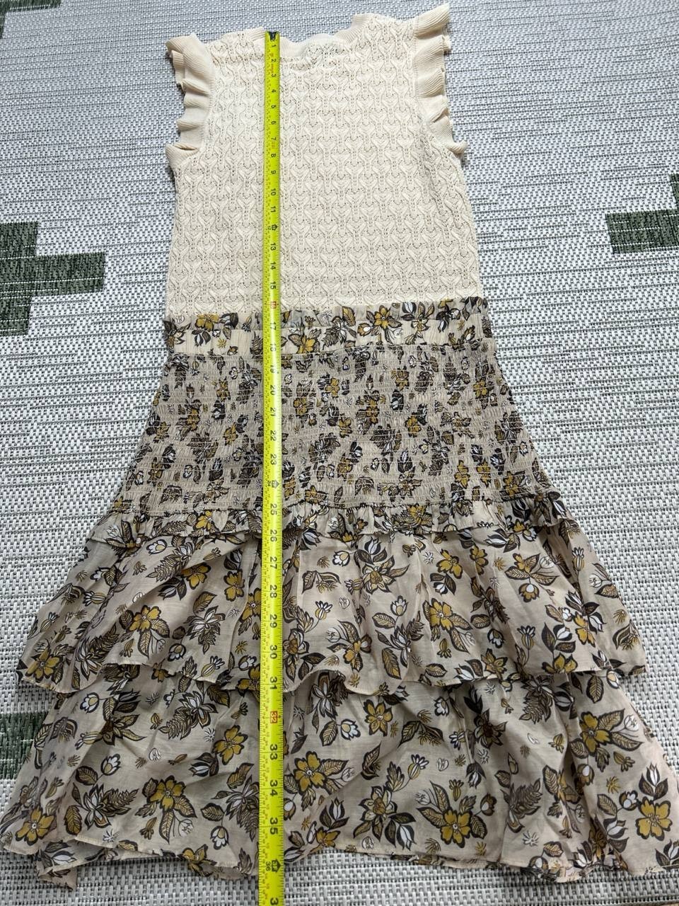 Current Air Dress Womens Medium Bieg Yellow Floral Knit Blouson New