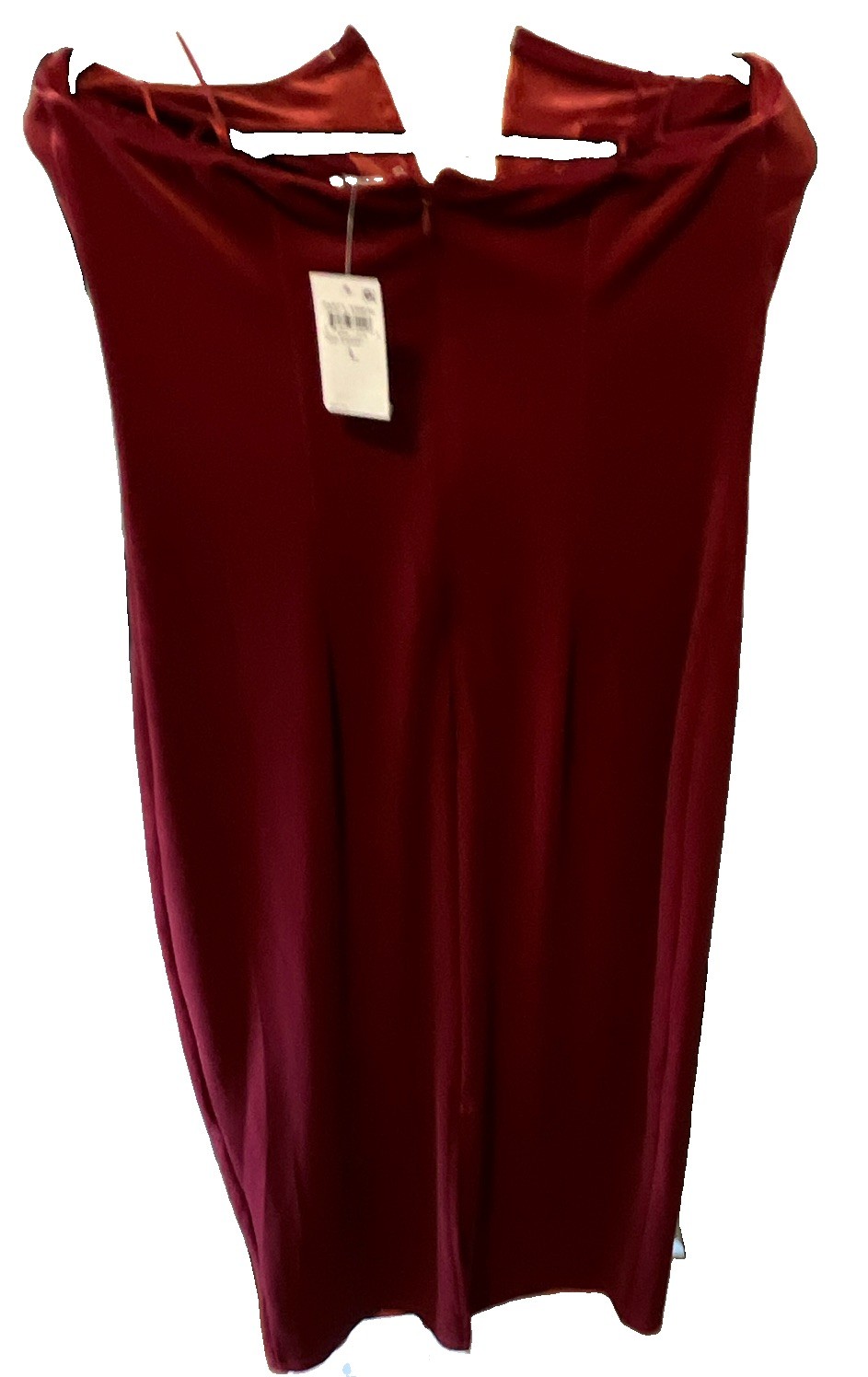 NEWbar III Burgundy Solid Velvet V-Neck Strapless Side Slit Midi Sheath Dress M
