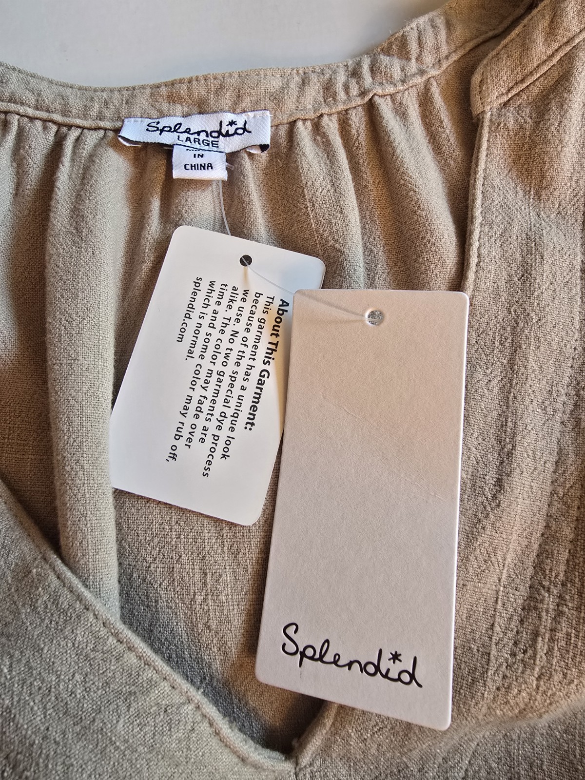 Splendid Beige Sleeveles V Neck A Line Dress Sz L NWT