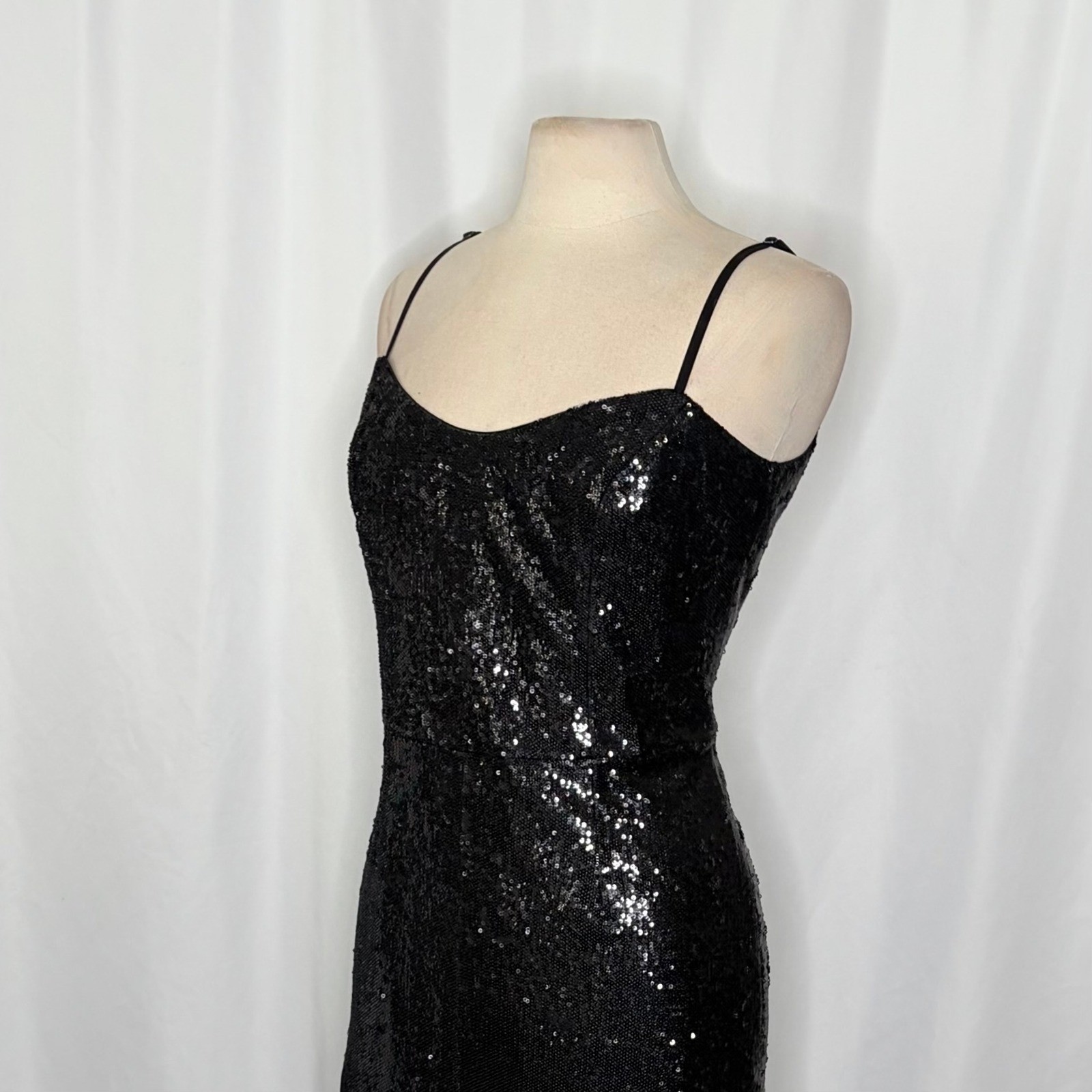 DRESS THE POPULATION Rosella Sequins Tassel Fringe Hem Dress Party X-Large