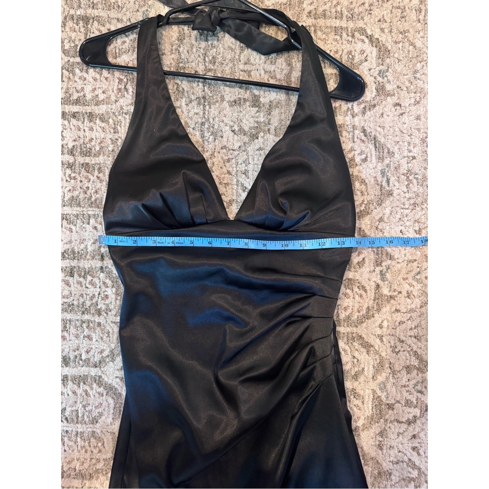 Little Black Satin Halter Mini Dress | Halter Deep V Cocktail Party Dress