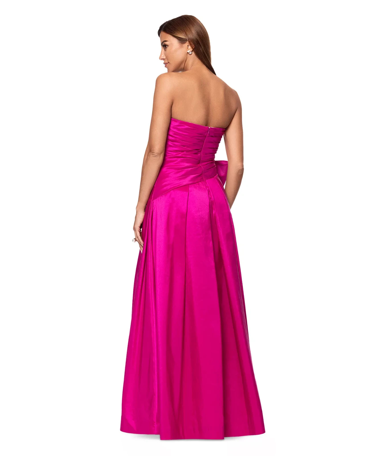 Xscape Womens Bow Trim Ruched Strapless Gown Dress Size 6 In Pink