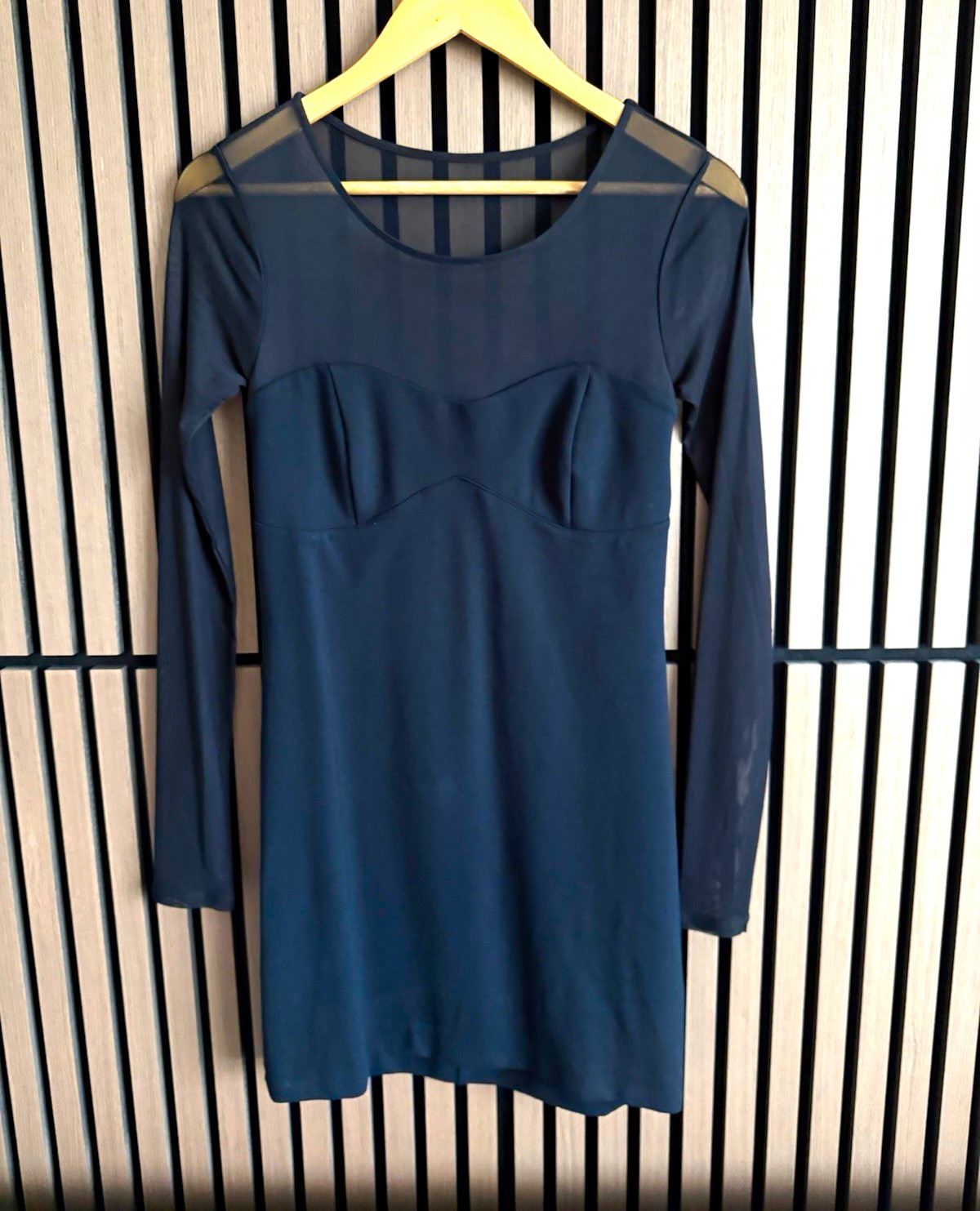 Abercrombie & Fitch Black Mesh Sheer Bodycon Long Sleeve Mini Dress M
