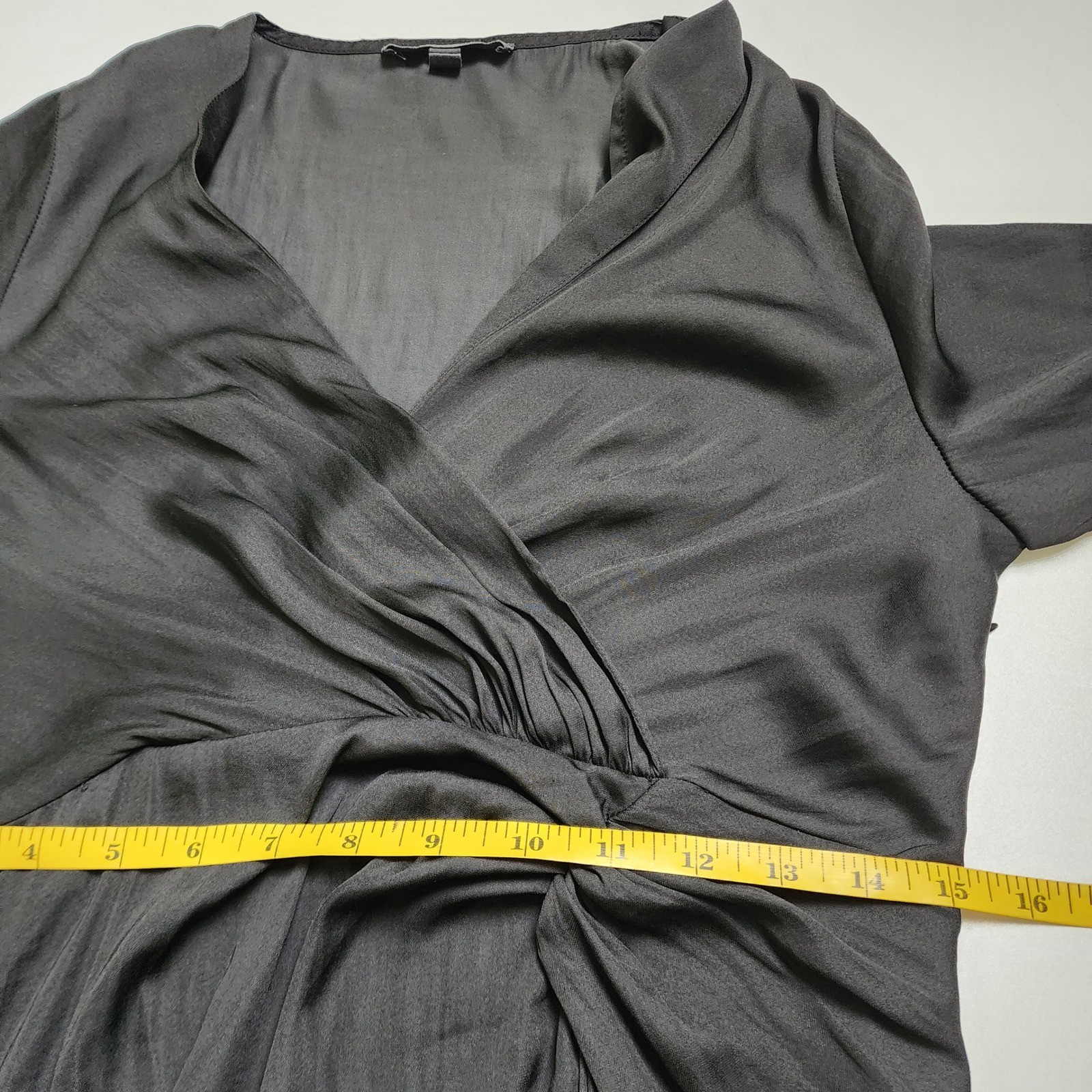Grade & Gather Womens Black Twist Front Satin Maxi Dress Size Small Side Slit
