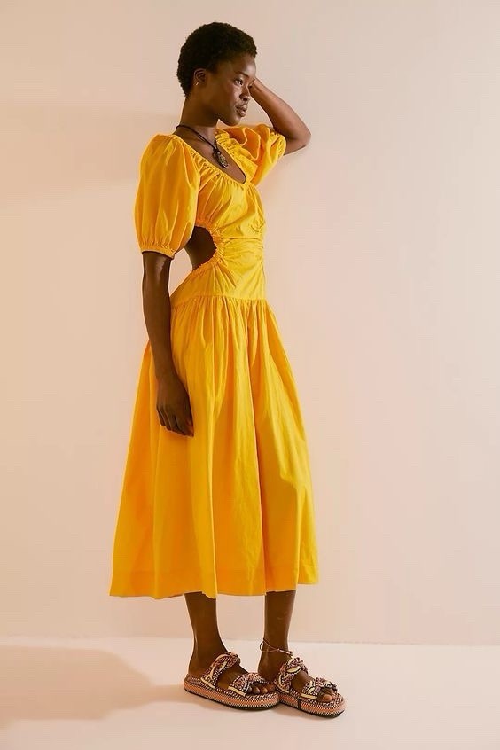 Free People Moonlight Midi Tangerine Open Back Maxi Dress Size Small
