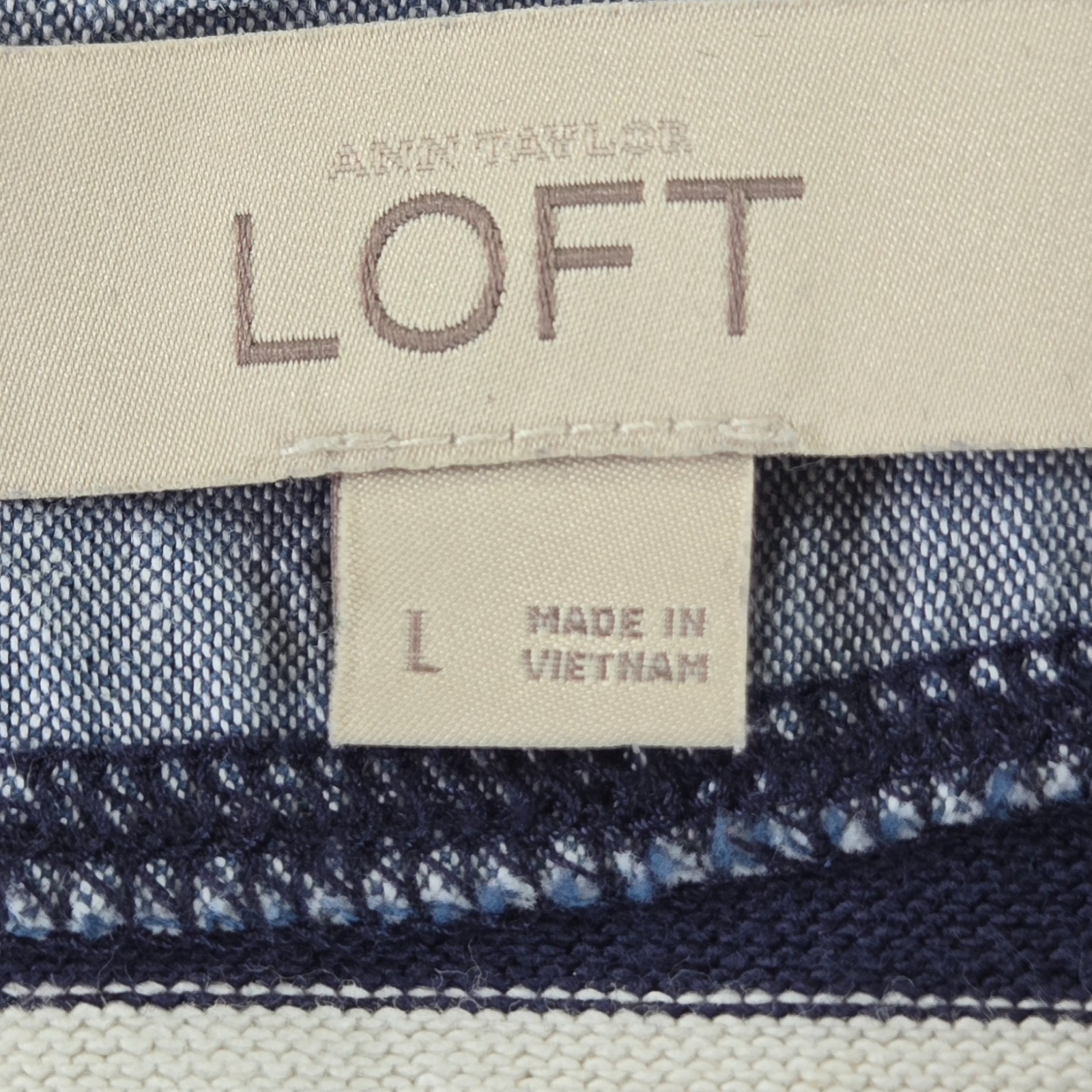 Anne Taylor Loft Large Dress Cotton Navy White Striped Nautical