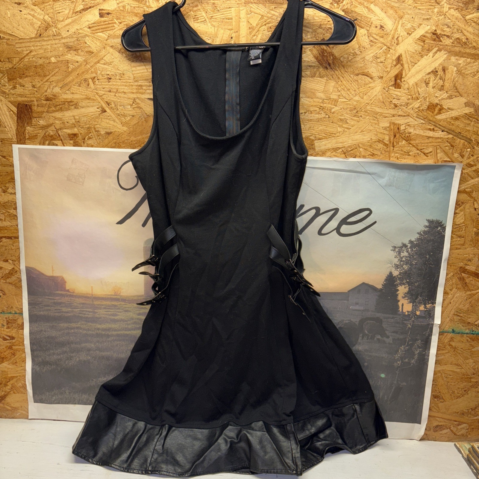Hot Topic – Sexy Black Side Buckle Dress with Faux Leather Trim – XL