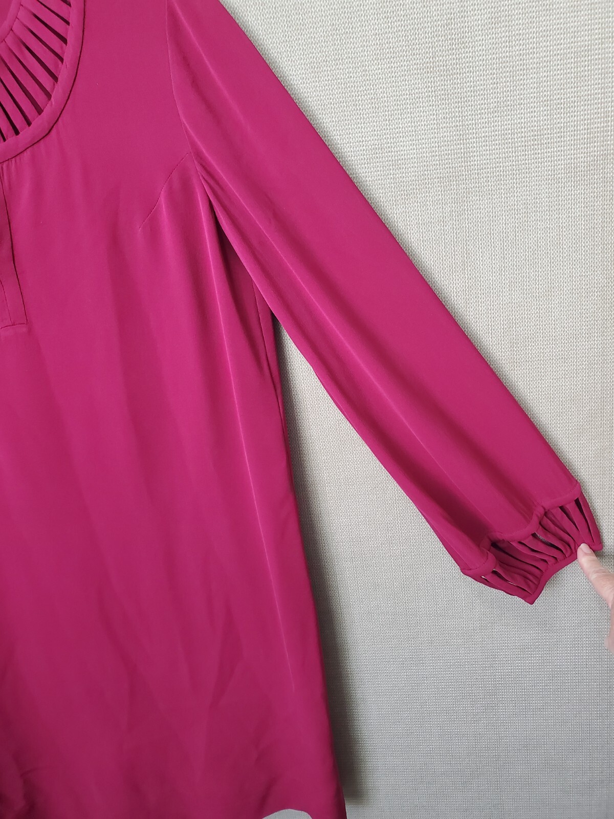 Diane von Furstenberg Damian Raspberry Red Silk Ladder Trim Shift Dress Size 8