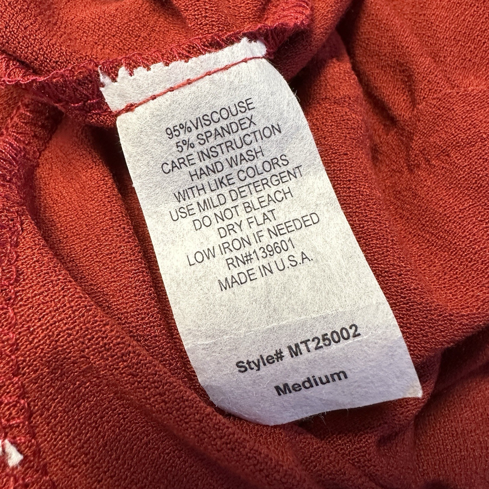 New Stevie Hender Brick Red Tiered Maxi Dress Long Sleeve Stretch Knit Size M