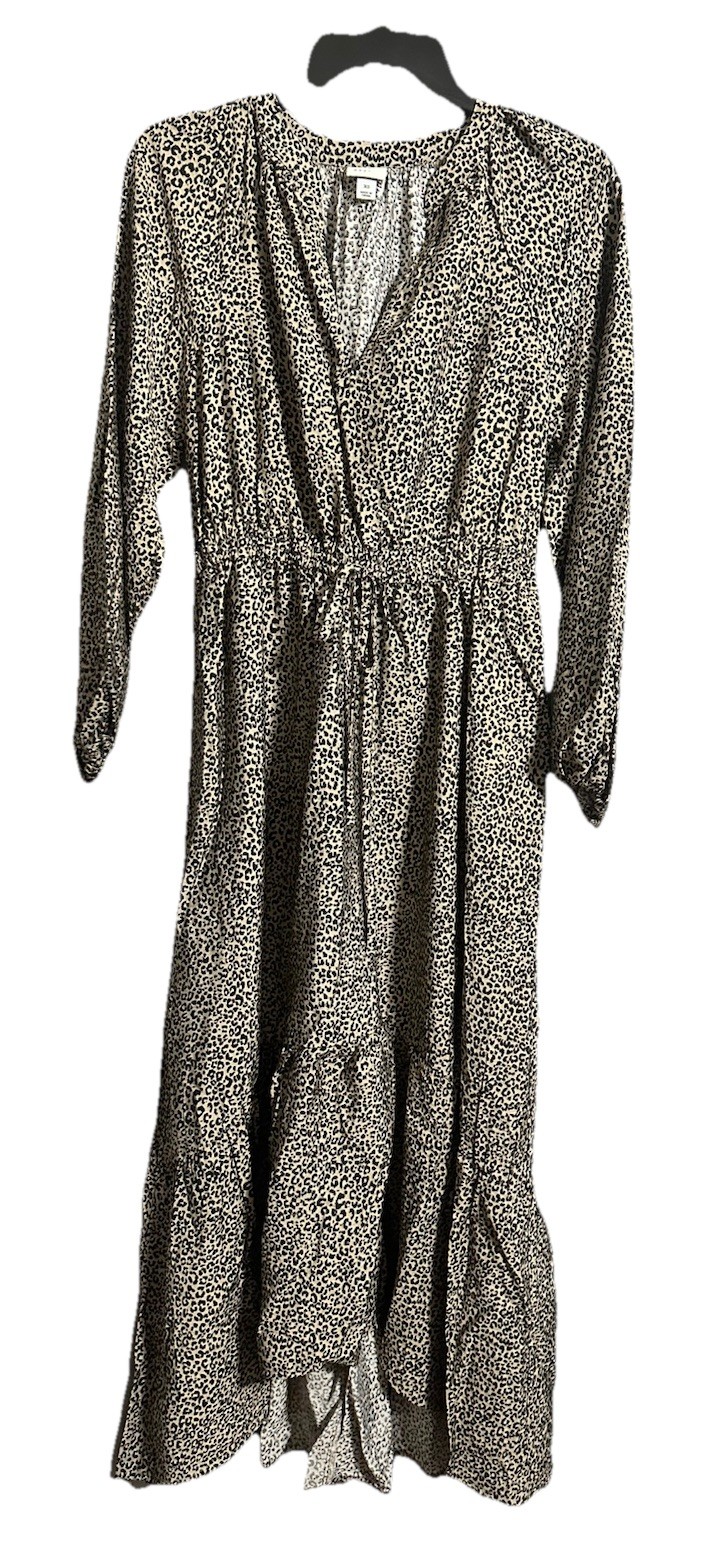 A New Day Women’s XS Dress, Animal Print, Elastic Waist, V-neck, Long-sleeved