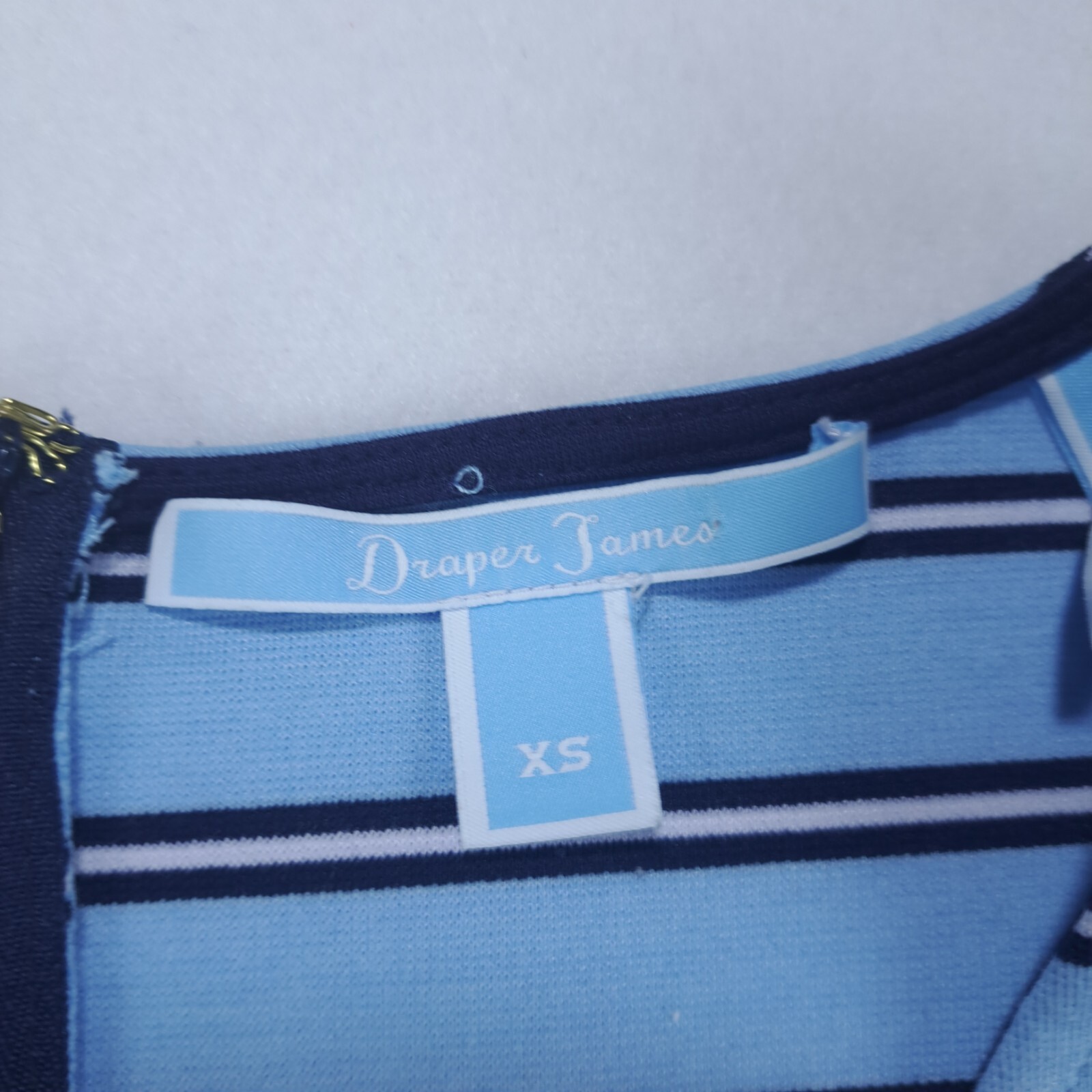 Draper James Ponte Stripe A-line Dress in Blue Stripes Xtra Small Zip Back