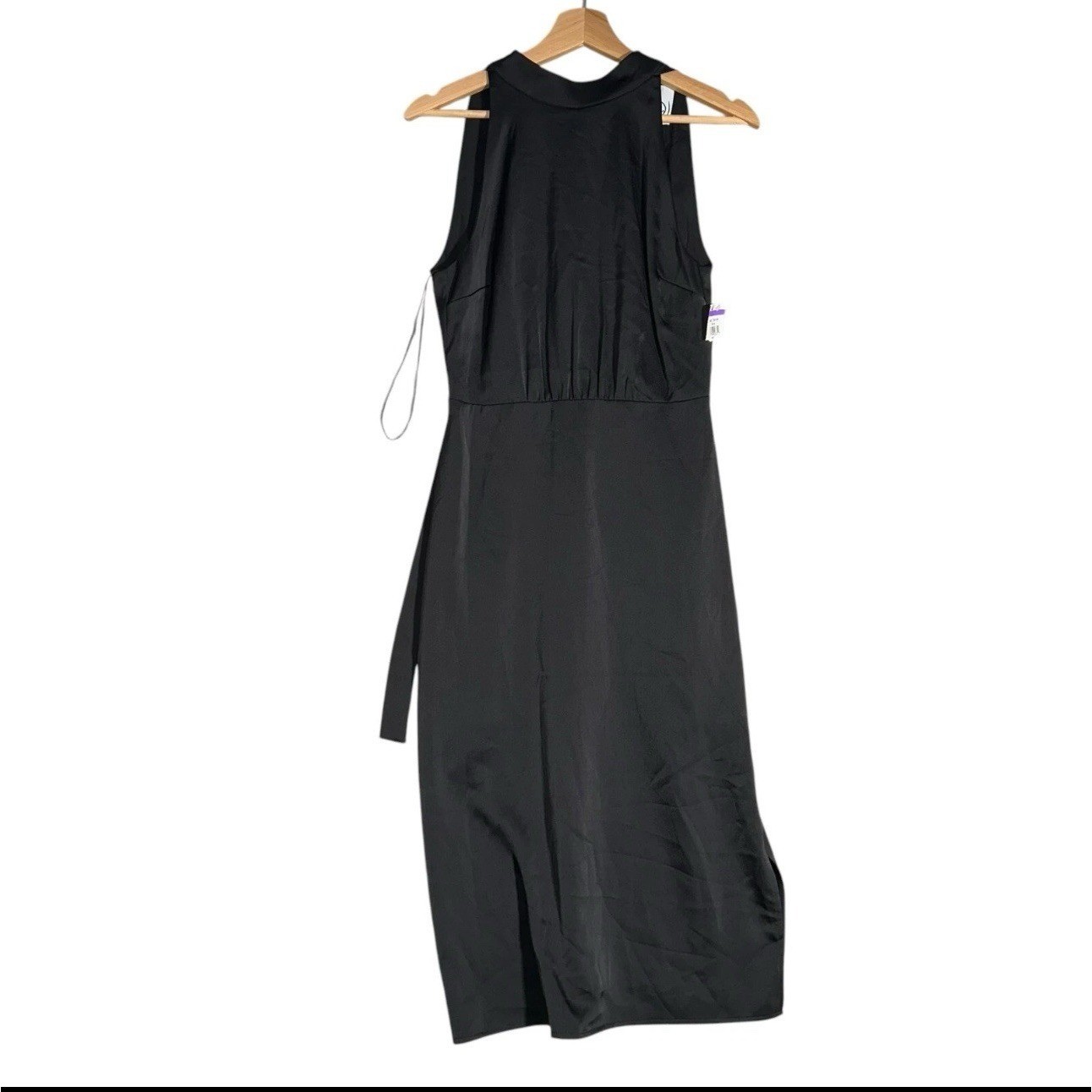 Sam Edelman Hammered Cocktail Midi Dress Women Sz 2 Black Halter Neck Formal