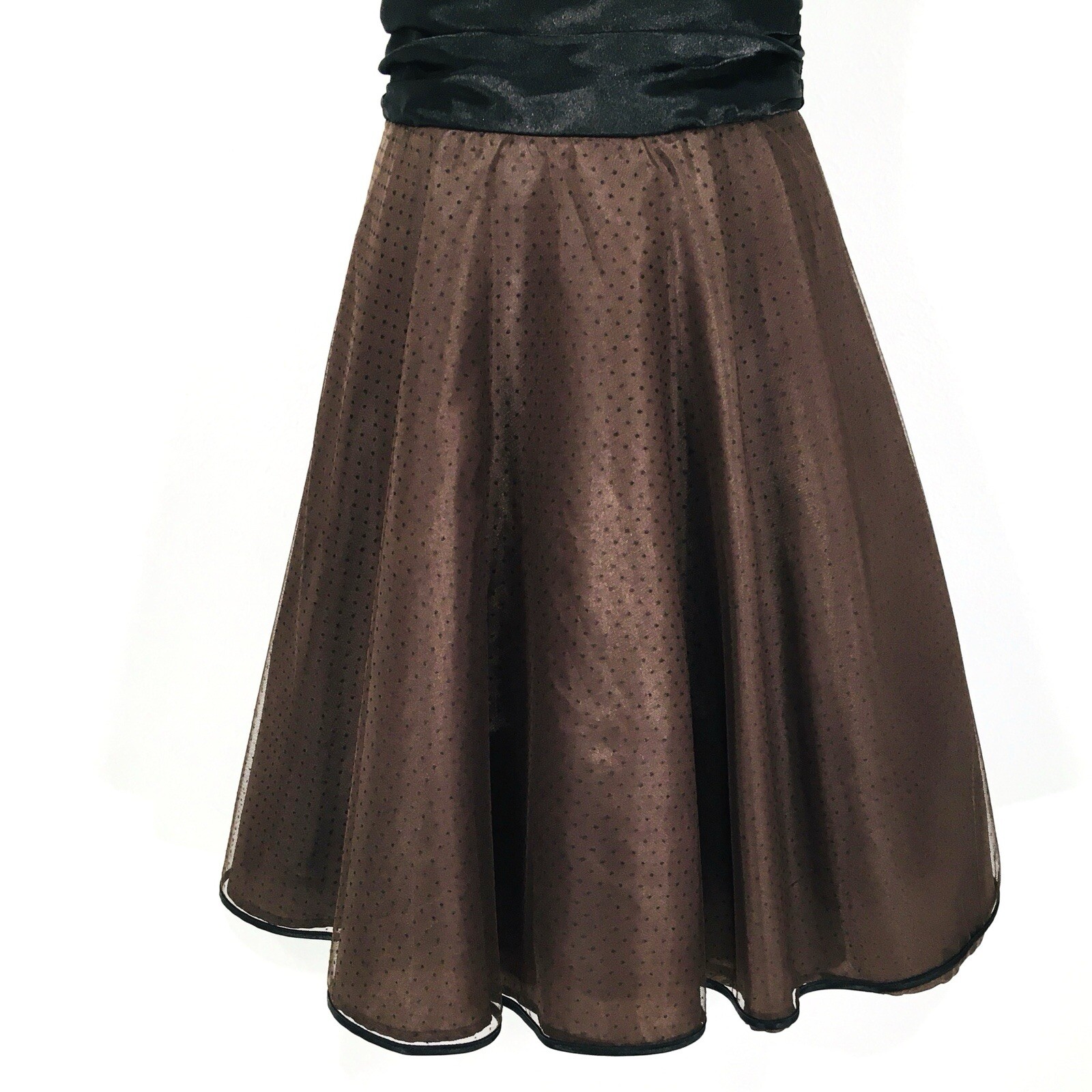 Vtg Masquerade Mocha Taffeta Mini Dress Sz S Sheer+Crinoline Fairy Whimsy Goth